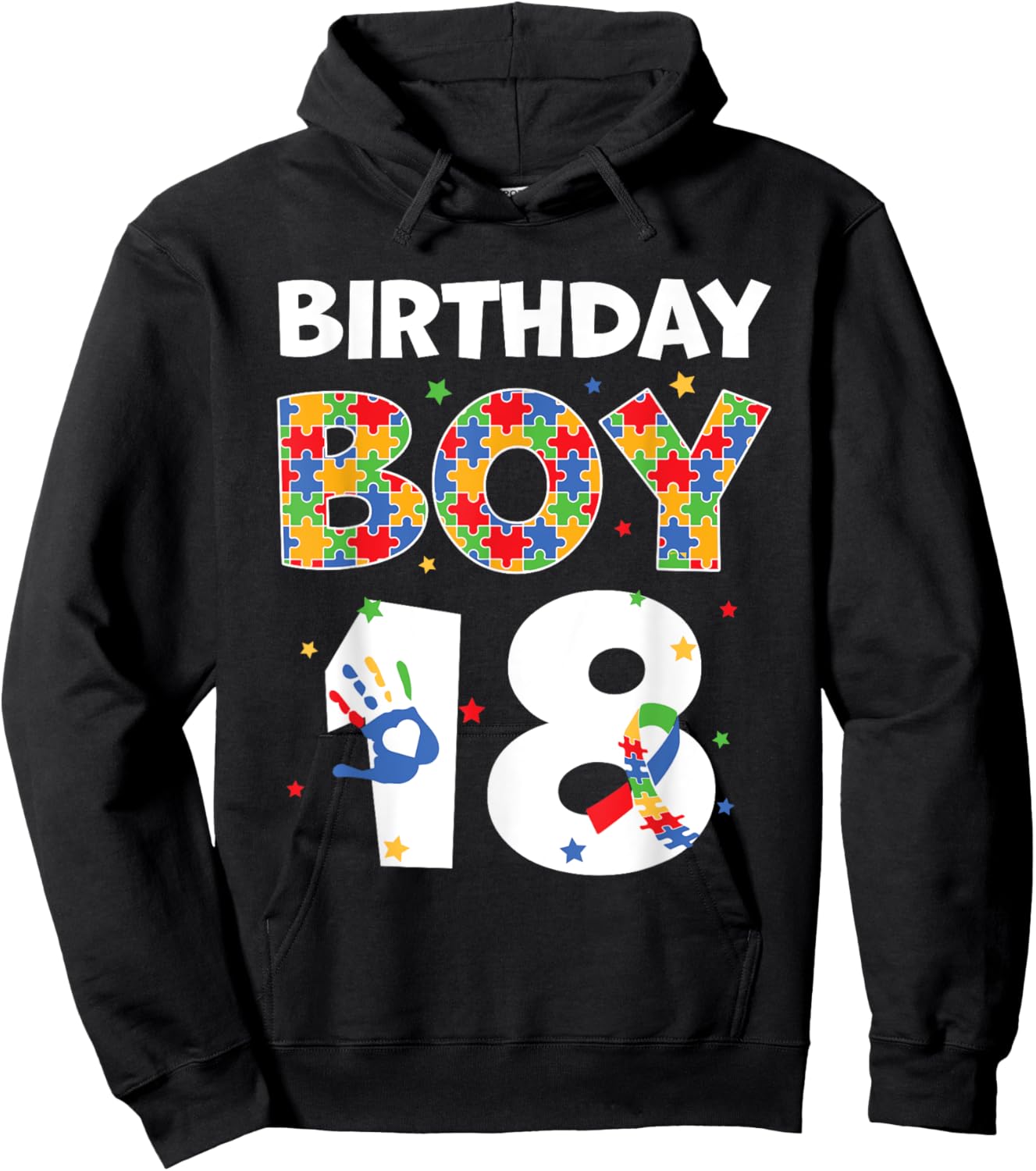 The 18th Birthday Boy Autism Awareness Puzzle Piece Hoodie - Hoodie | Black