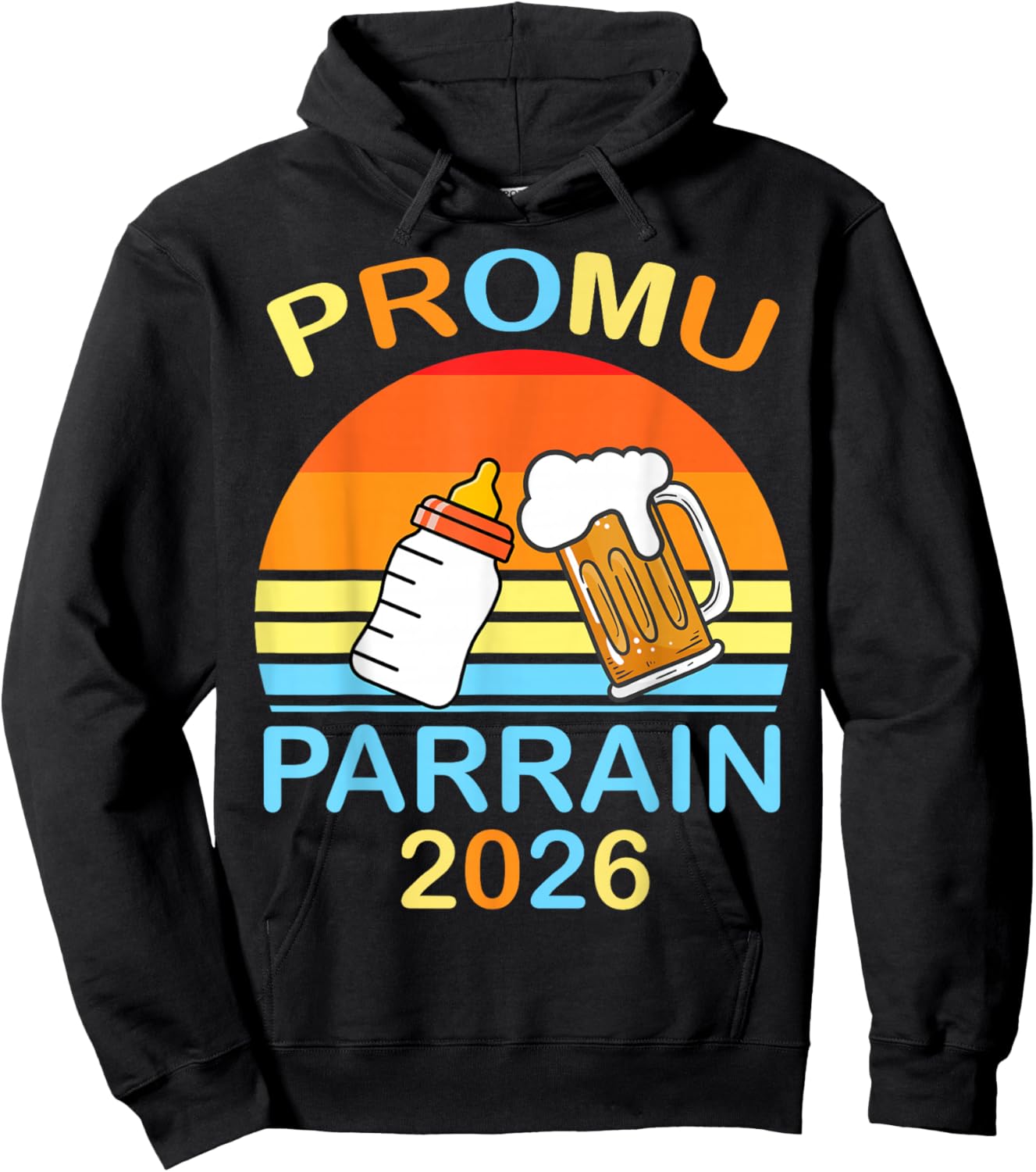 Promoted Godfather 2026 Bottle Pint Beer Gift Christening Hoodie - Hoodie | Black