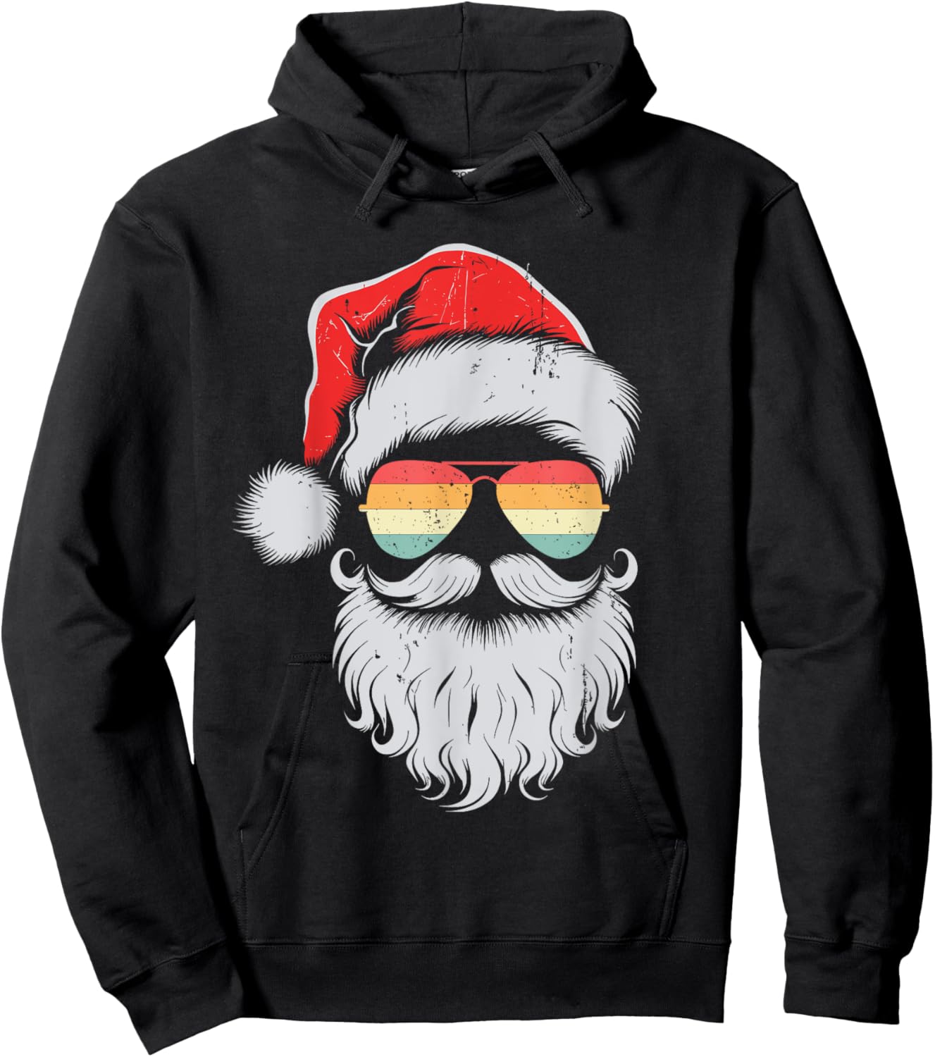 Cool Santa Face Sunglasses Christmas Xmas Men Boys Hoodie - Hoodie | Black