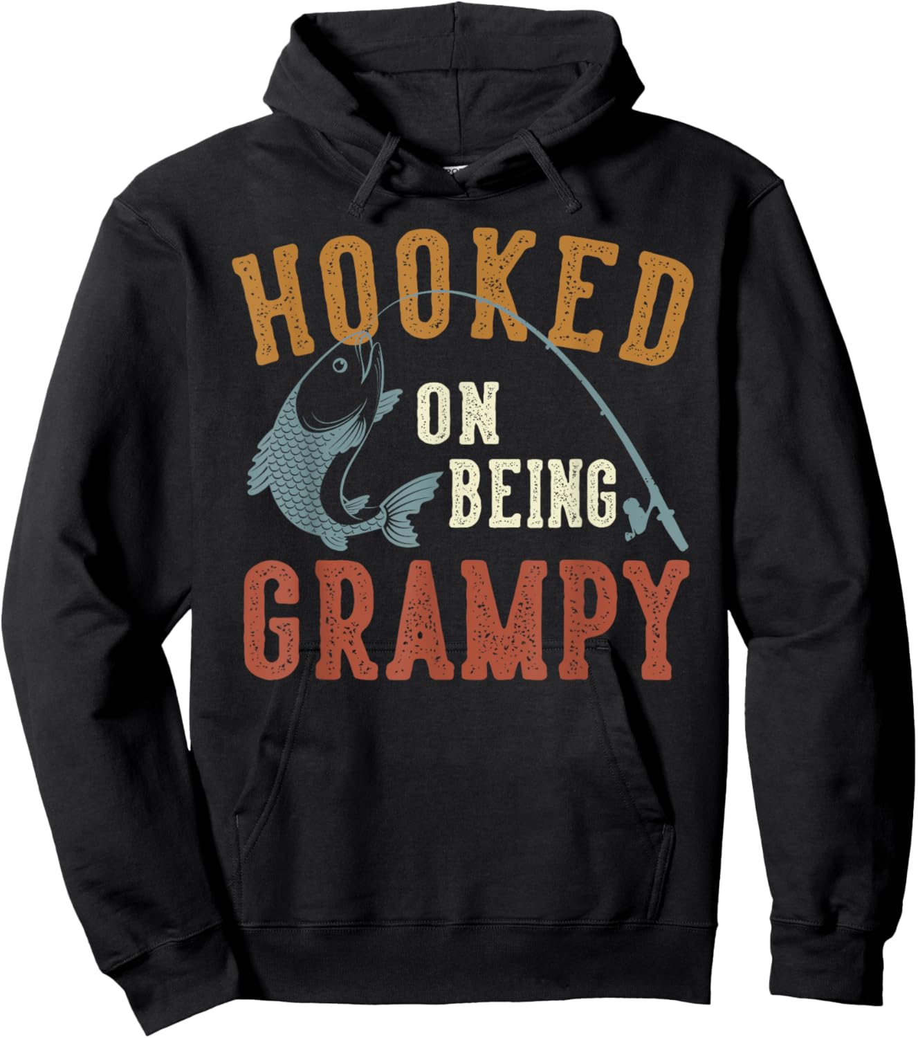 Hooked On Being Grampy Father's Day Fishing Grampy Hoodie - Hoodie | Black