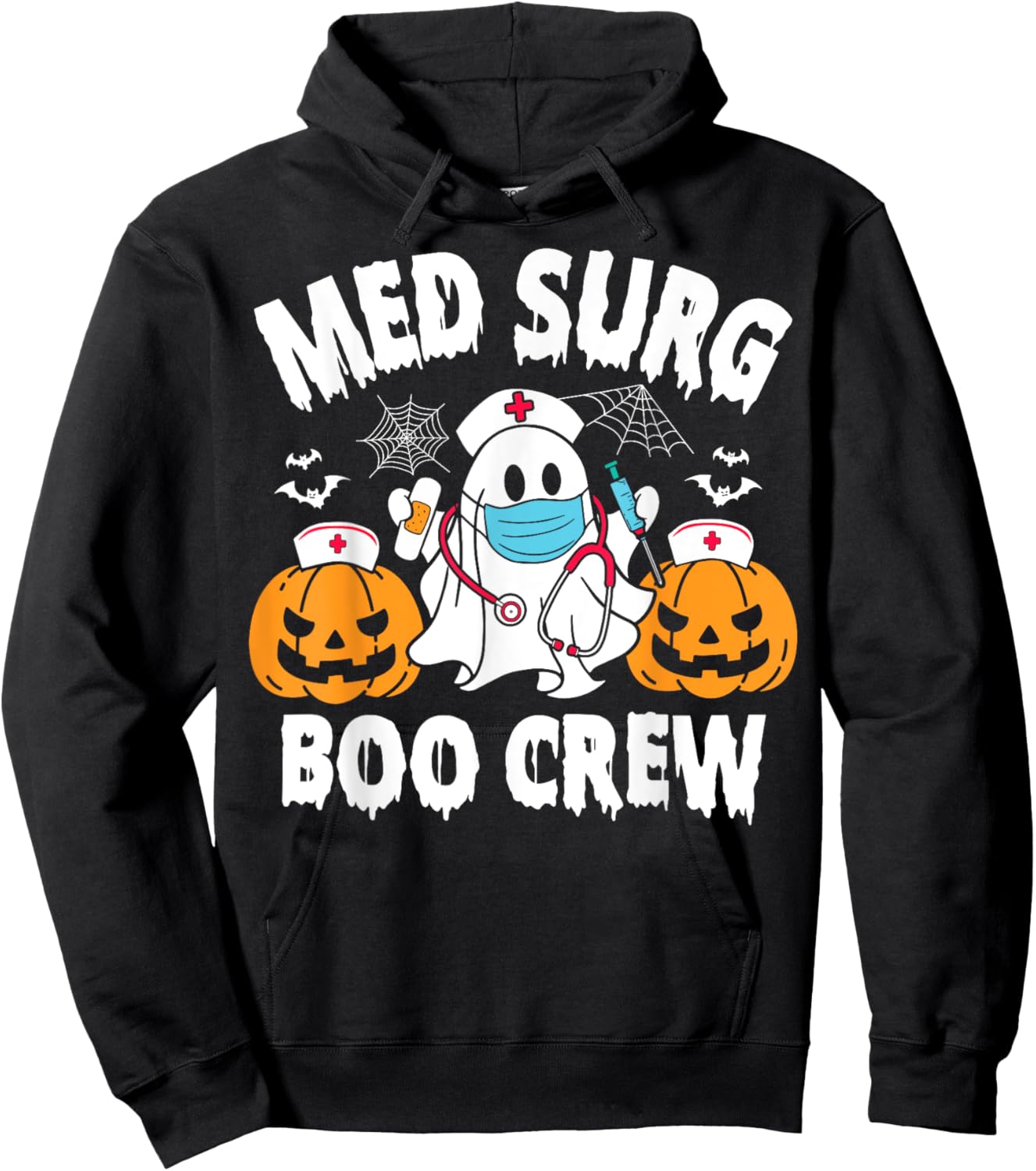 Med Surg Boo Crew Funny Ghost Women Nurse Halloween Hoodie - Hoodie | Black