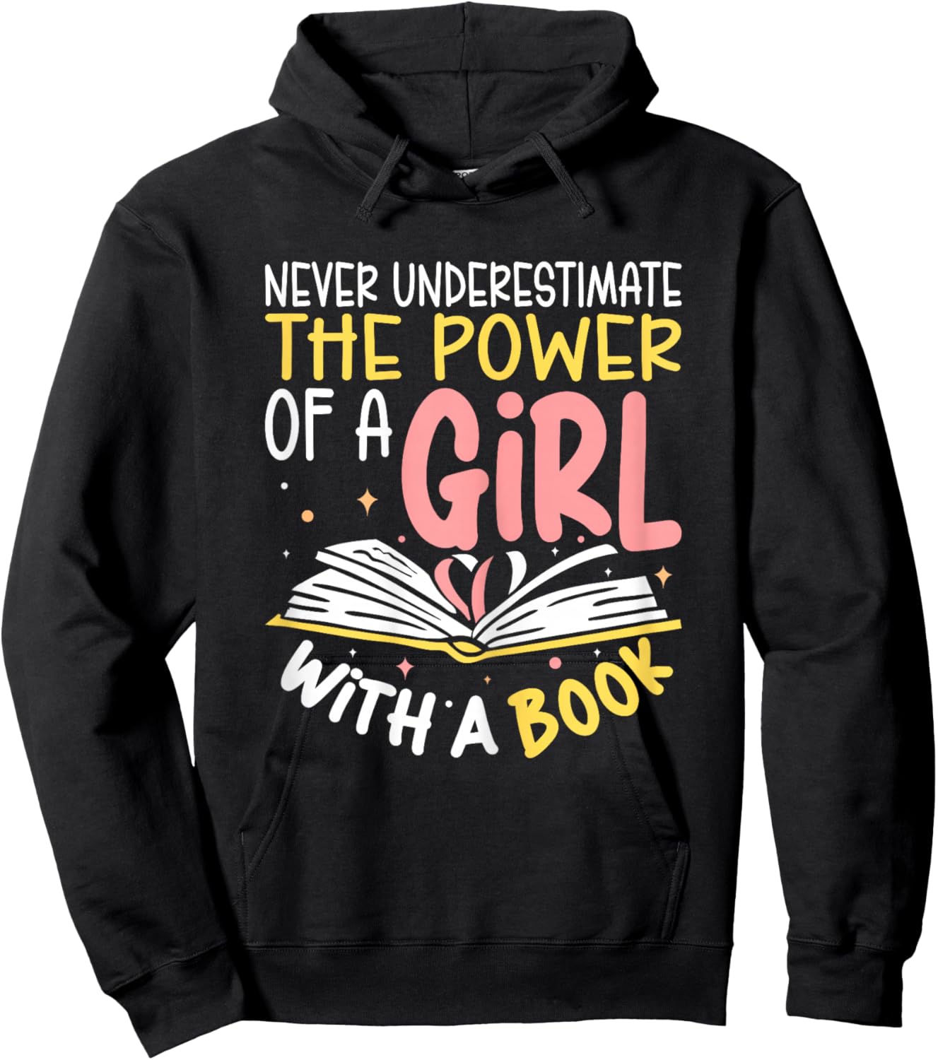 Never Underestimate Bookworm Girl Book Reader Reading Hoodie - Hoodie | Black