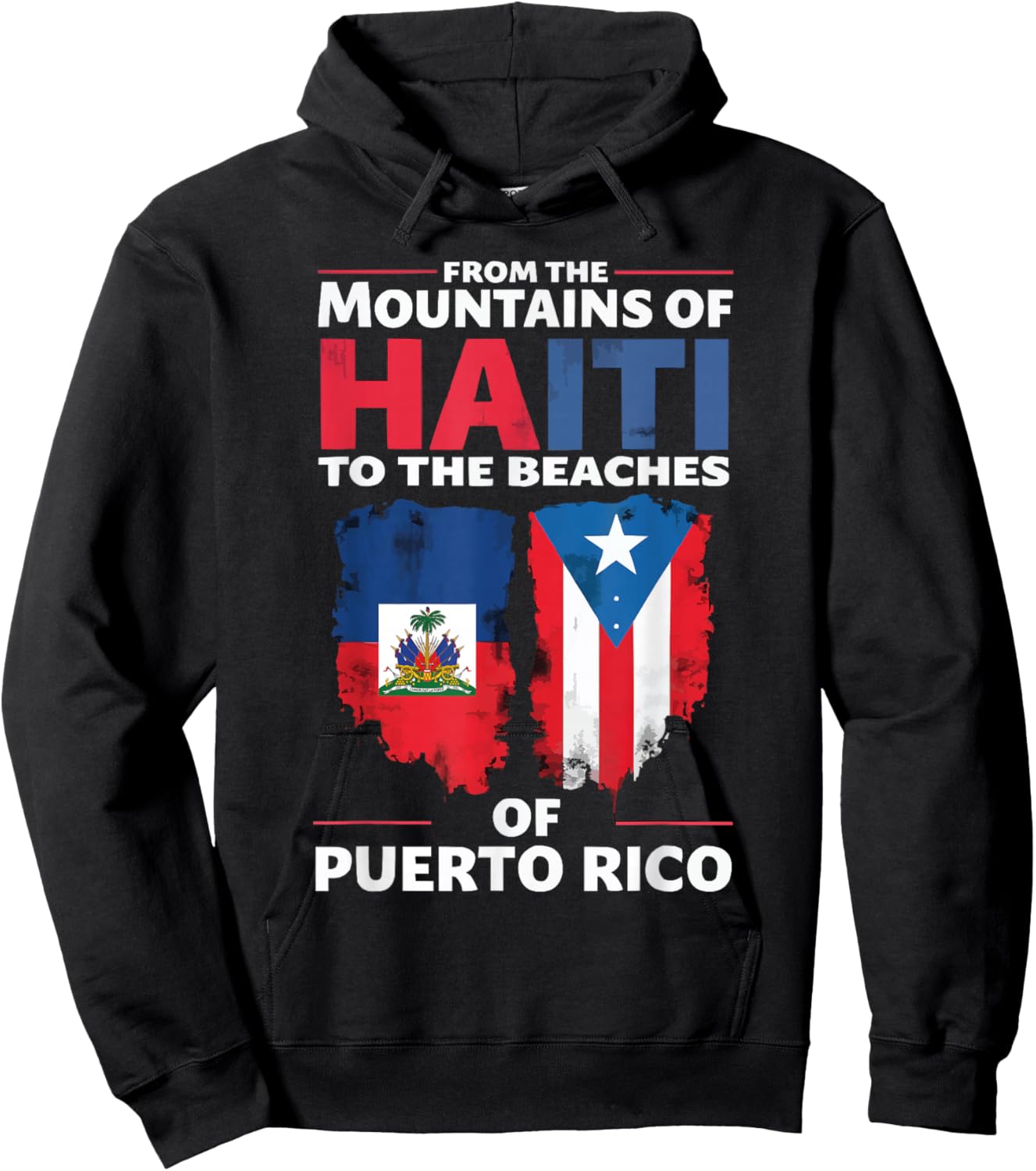 Half Haitian Half Puerto Rican Puerto Rico Flag Haiti Hoodie - Hoodie | Black