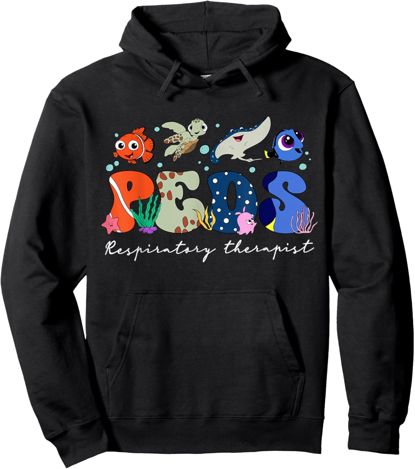 PEDS Respiratory Therapist Ocean Animal Pediatric RT Summer Hoodie - Hoodie | Black