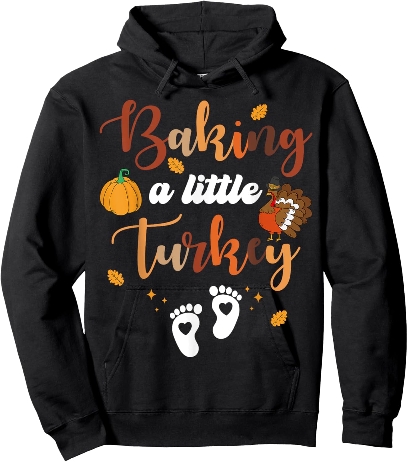 Baking A Little Turkey Thanksgiving Pregnancy Announcement Hoodie - Hoodie | Black
