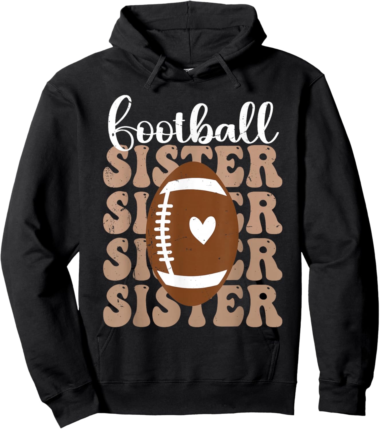 Football Sister Vintage Sport Lover Sister Mothers Day Hoodie - Hoodie | Black