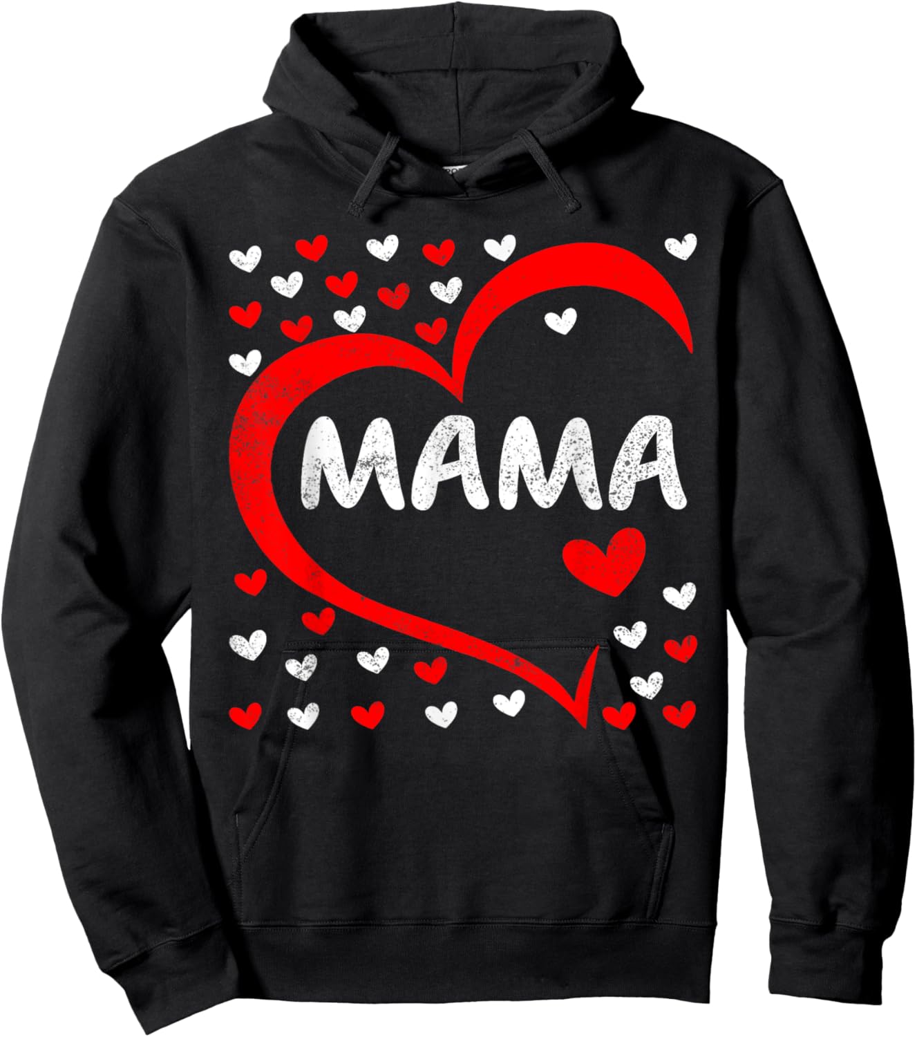Mama Is My Valentine Love Hearts Boys Girls Valentines Day Hoodie - Hoodie | Black