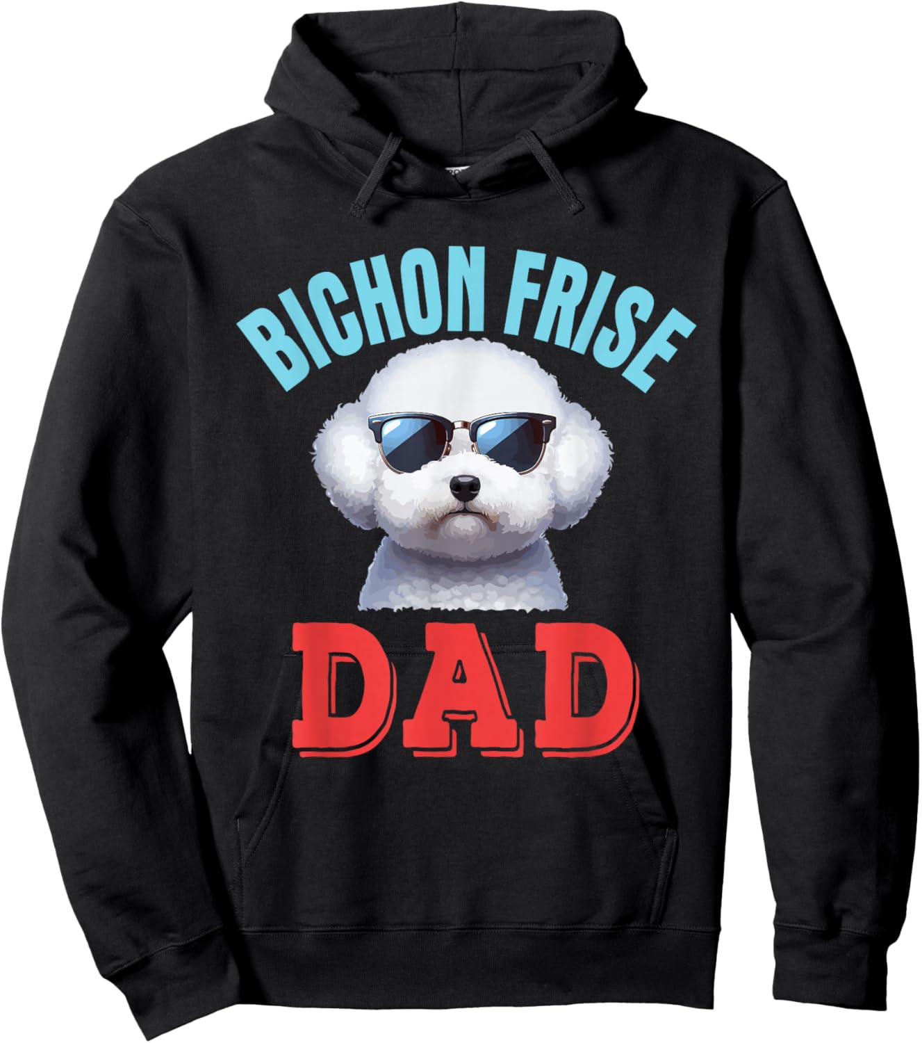 Bichon Frise Dad Costume Dog Sunglasses Father's Day Family Hoodie - Hoodie | Black