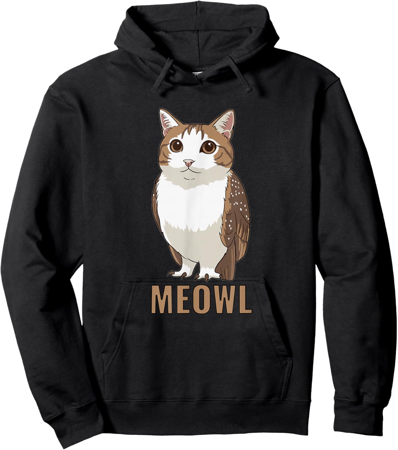 Meowl Katzen-Eule Meme Design - Internet Brainrot Culture Hoodie - Hoodie | Black