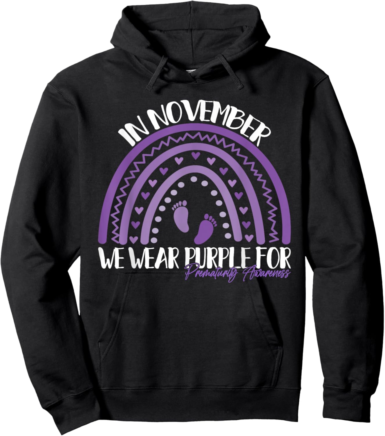 We Wear Purple Rainbow For Preemie Prematurity Awareness Hoodie - Hoodie | Black