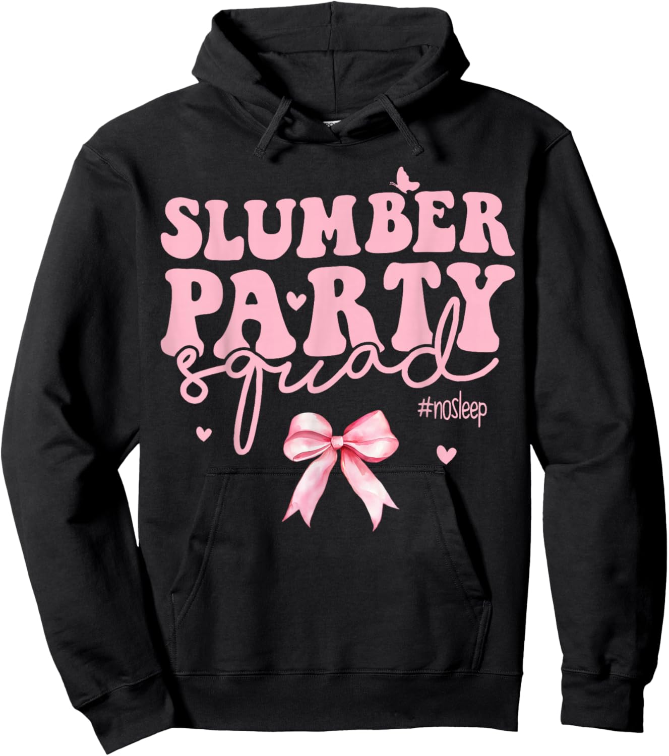 Slumber Party Squad Matching Sleepover Girls Coqutte Bow Hoodie - Hoodie | Black