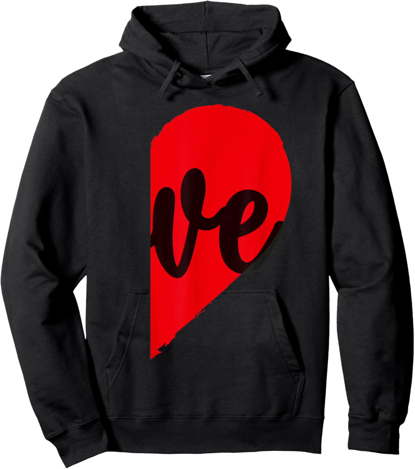 Couple Half Heart Love Funny Valentine's Day Women Men Adult Hoodie - Hoodie | Black
