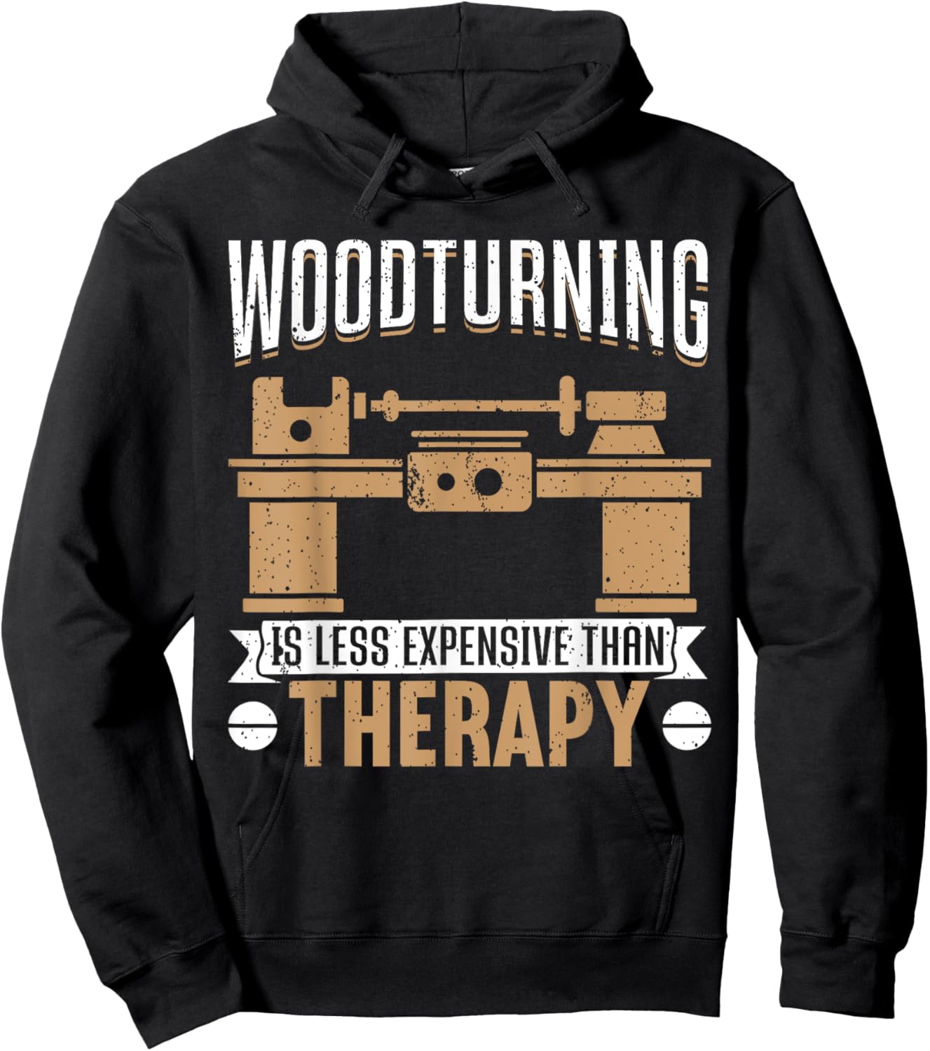 Woodturning Is Less Expensive Than Therapy Funny Woodturning Hoodie - Hoodie | Black