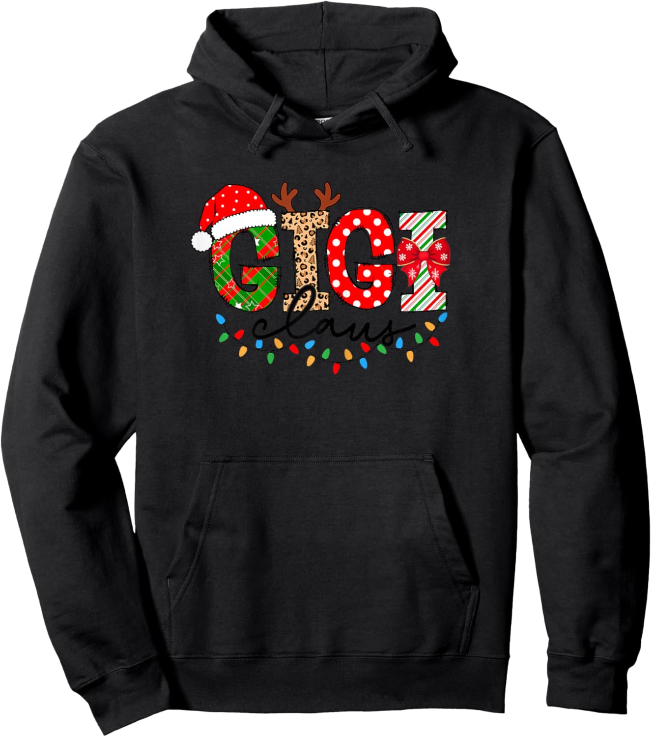 Gigi Claus Merry Christmas For Gigi Xmas Vibes Costume Hoodie - Hoodie | Black