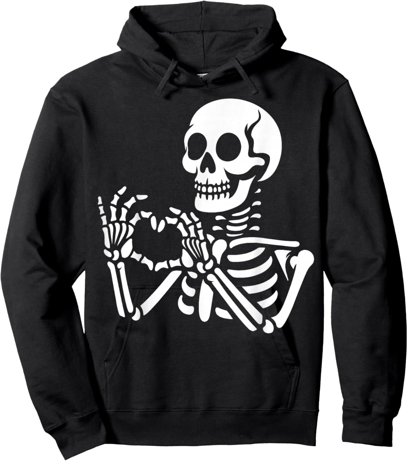 Skeleton Hands Heart Sign Retro Halloween Skeleton Hand Sign Hoodie - Hoodie | Black