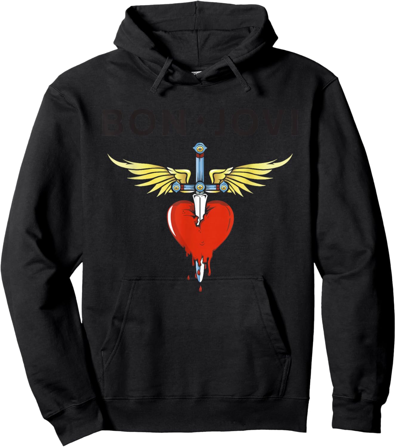 Official Bon Jovi Heart Dagger Hoodie - Hoodie | Black