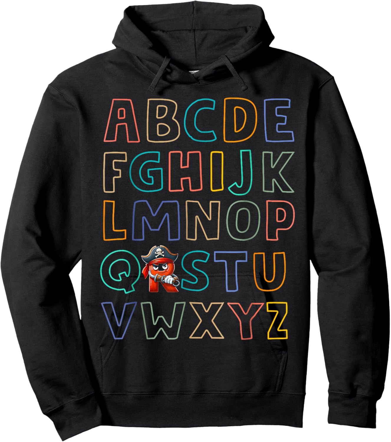 Funny Pirate Day Abc's Alphabet R Bandana Eyepatch Halloween Hoodie - Hoodie | Black