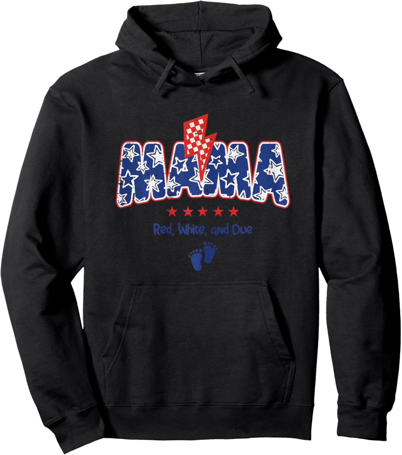 Mama 4th of July Pregnancy Announcement Matching Women Hoodie - Hoodie | Black