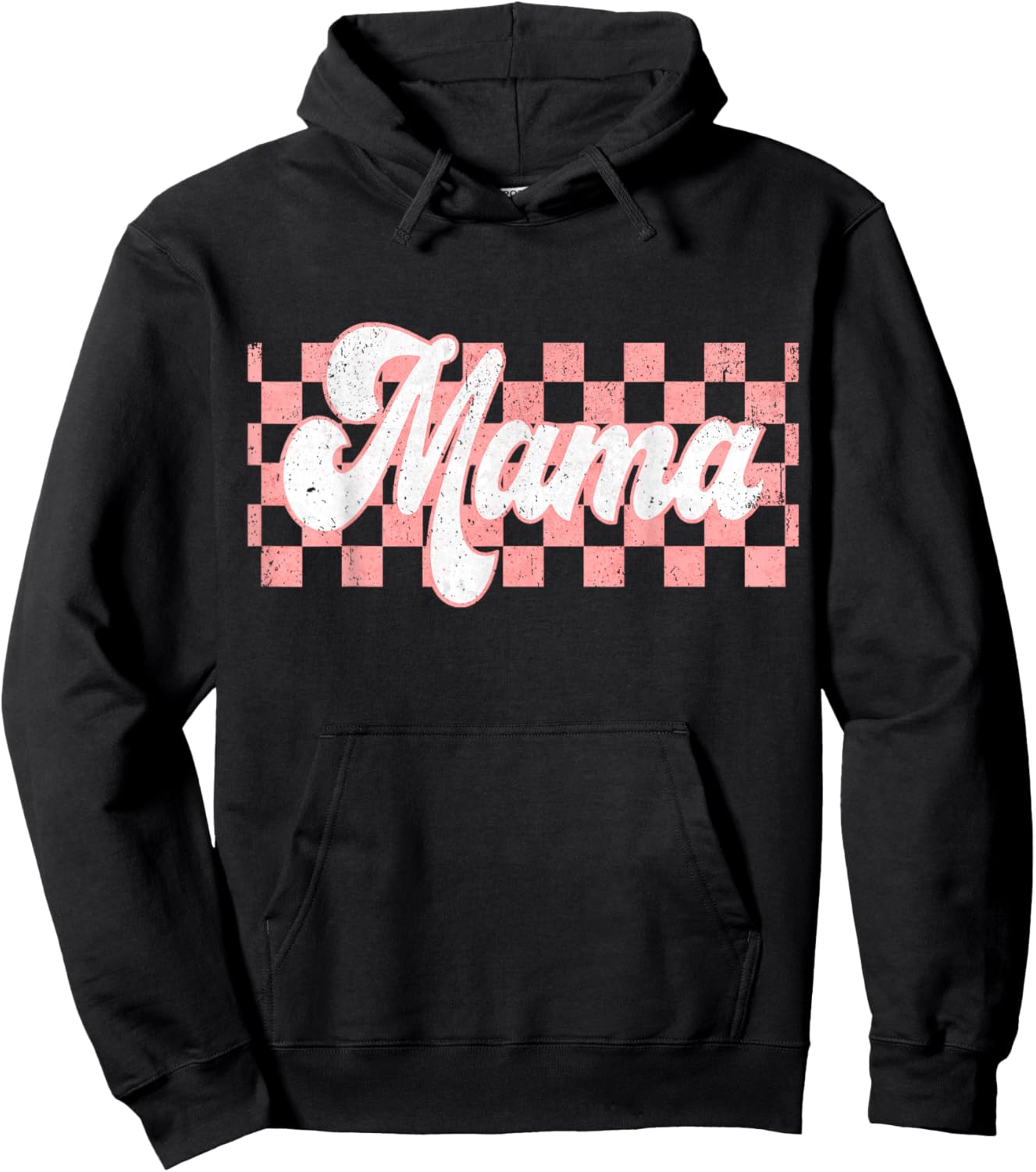Checkered Mama Retro Mom Life Women Mothers Day New Mom Hoodie - Hoodie | Black