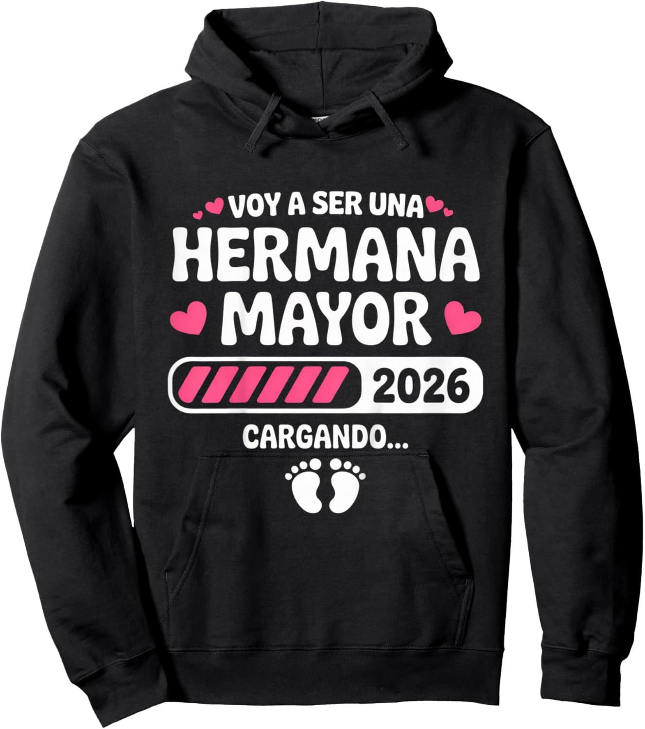 Kids Hermana Mayor 2026 Big Sister 2026 Spanish Groovy Hoodie - Hoodie | Black
