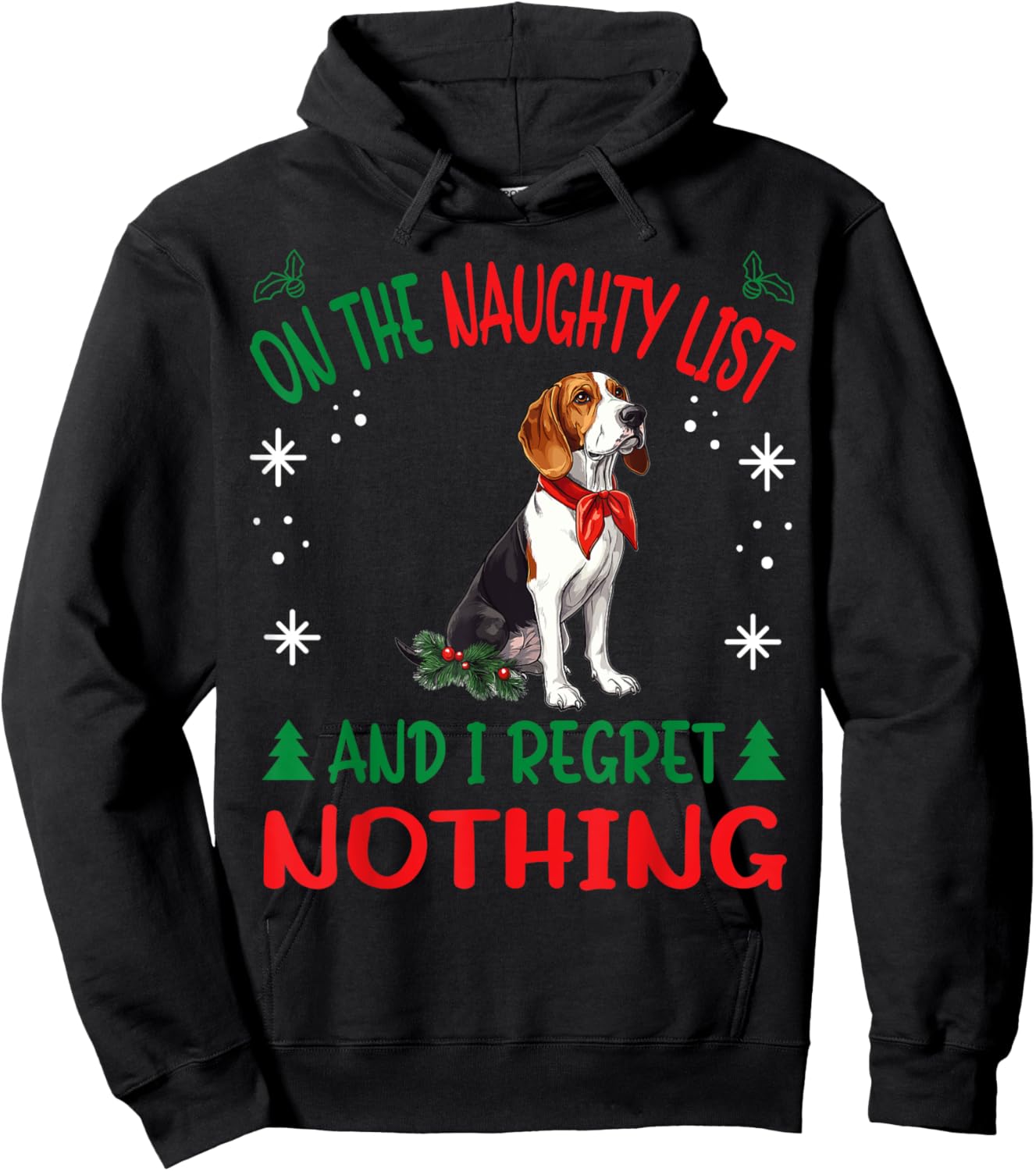 Cute Treeing Walker Coonhound Dog Christmas On The Naughty Men Women Hoodie - Hoodie | Black