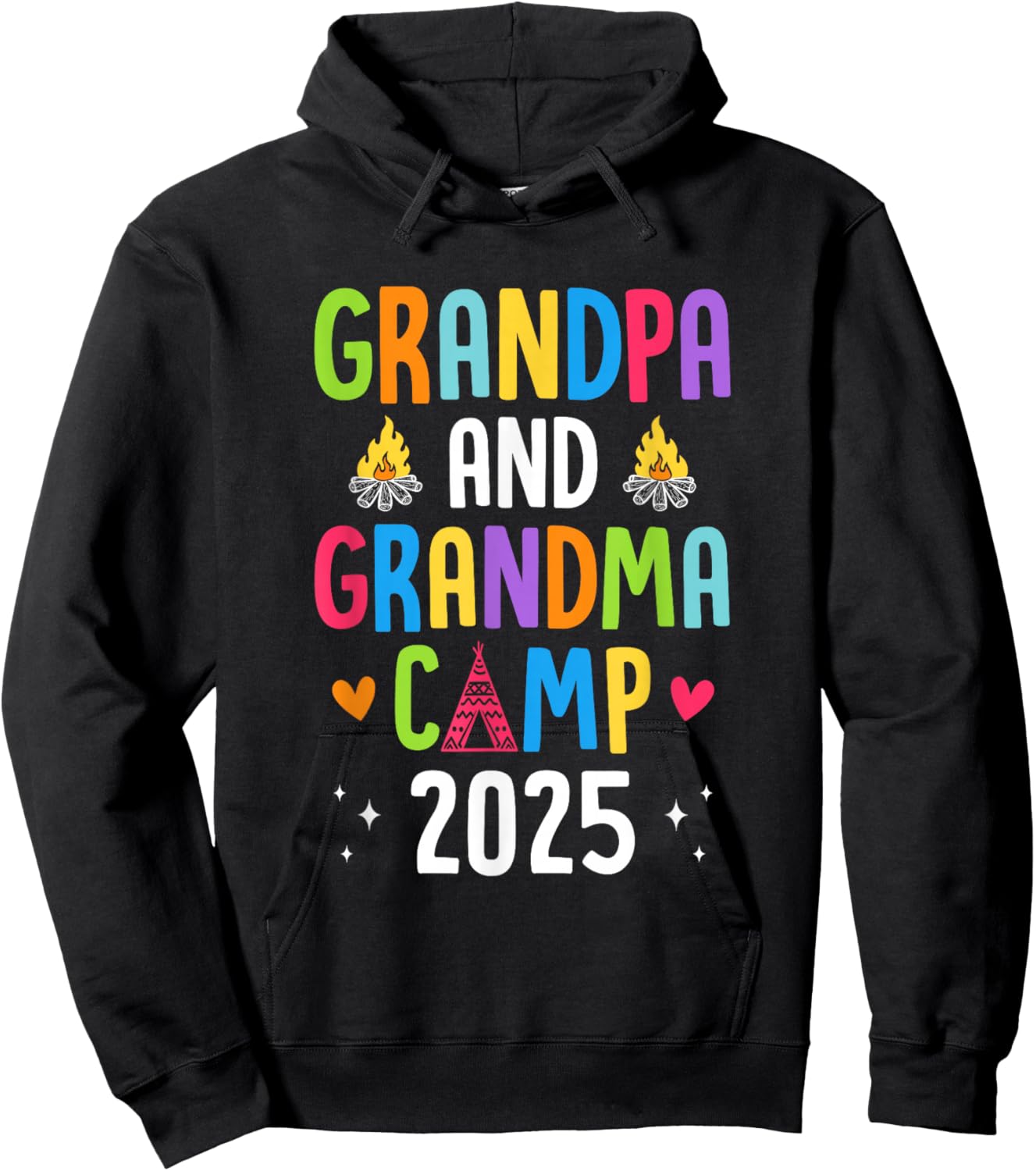 Grandparents Camp 2025 Cousins Summer Camping Vacation Hoodie - Hoodie | Black