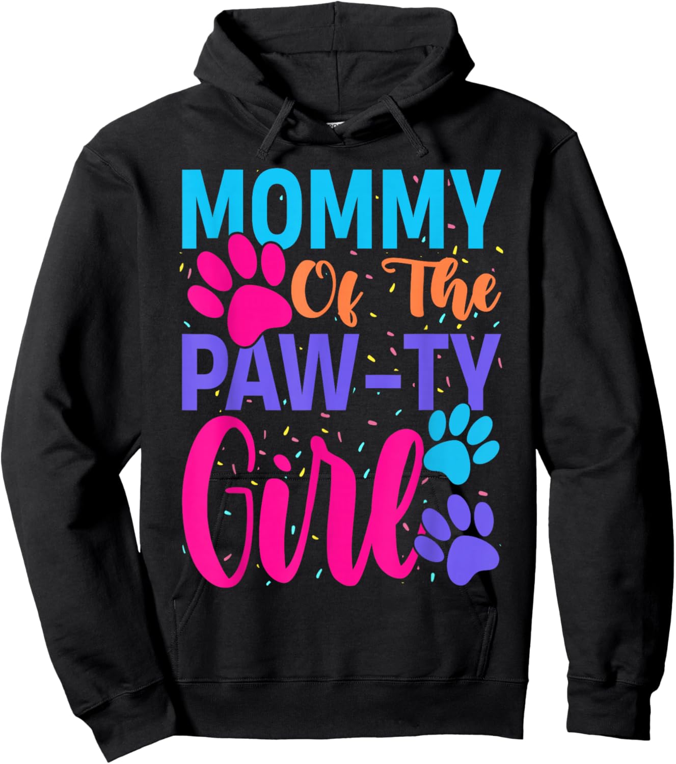 Mommy of The Birthday Girl Dog Paw Family Matching Party Hoodie - Hoodie | Black