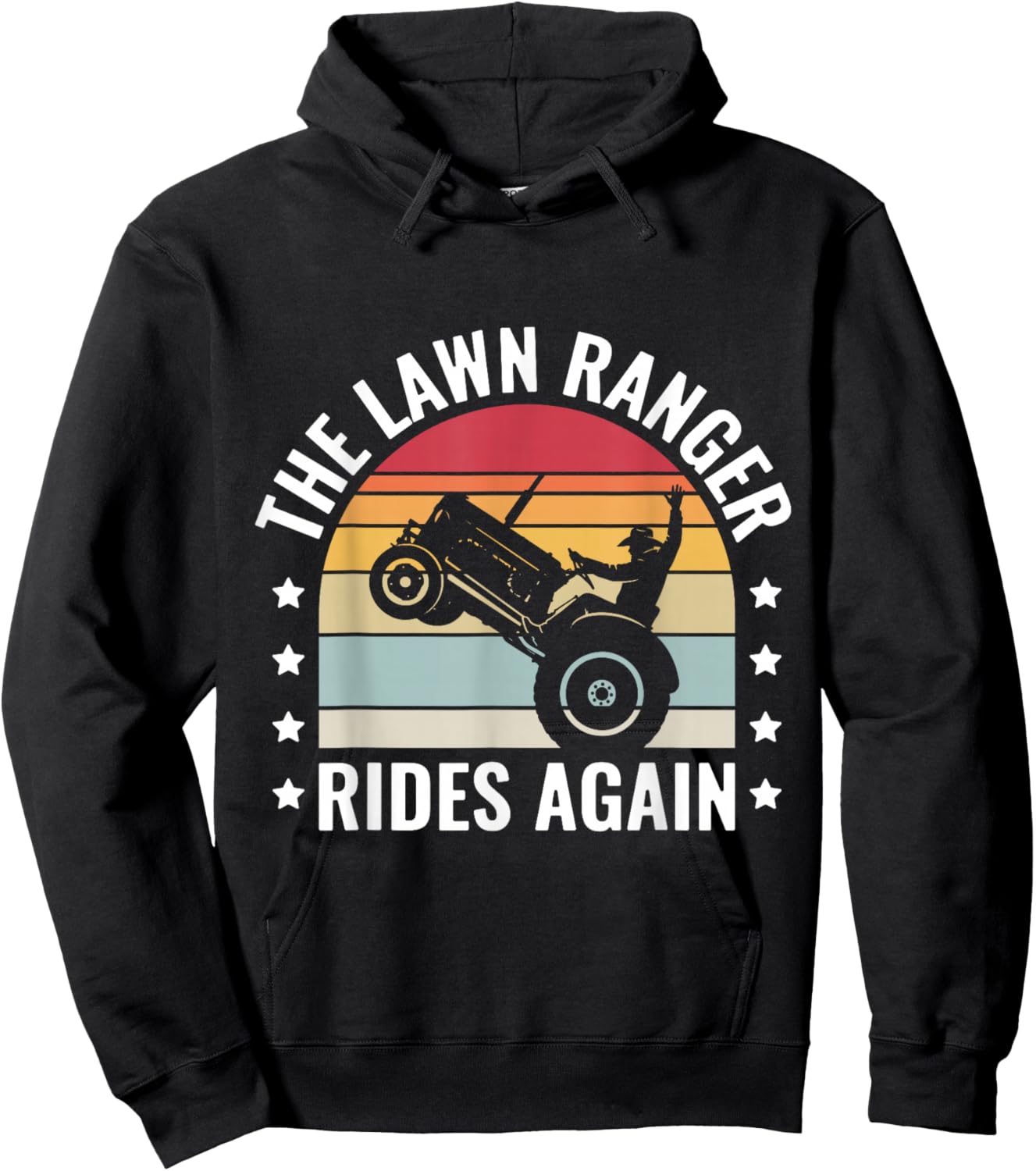 Lawn Ranger Rides Again Funny Lawn Mowing Design Hoodie - Hoodie | Black