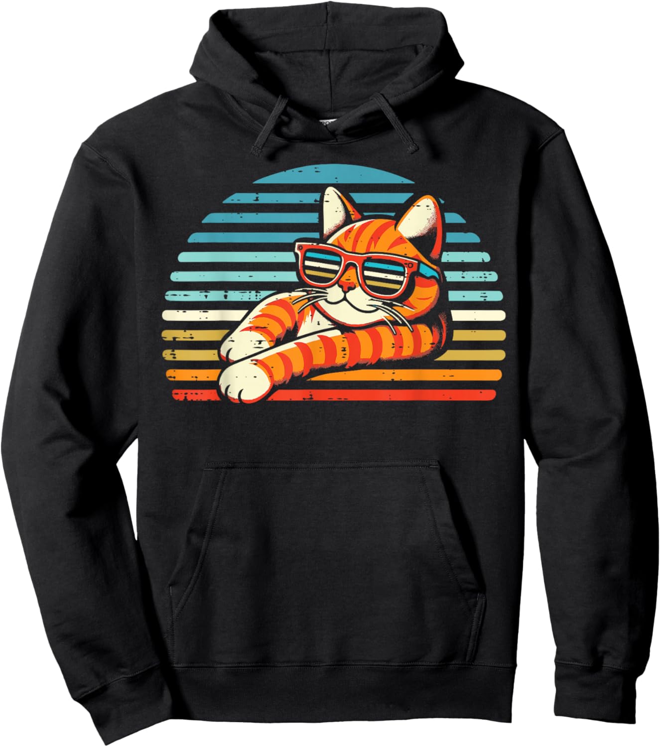Retro Orange Cat Sunglasses Women Kids Hoodie - Hoodie | Black