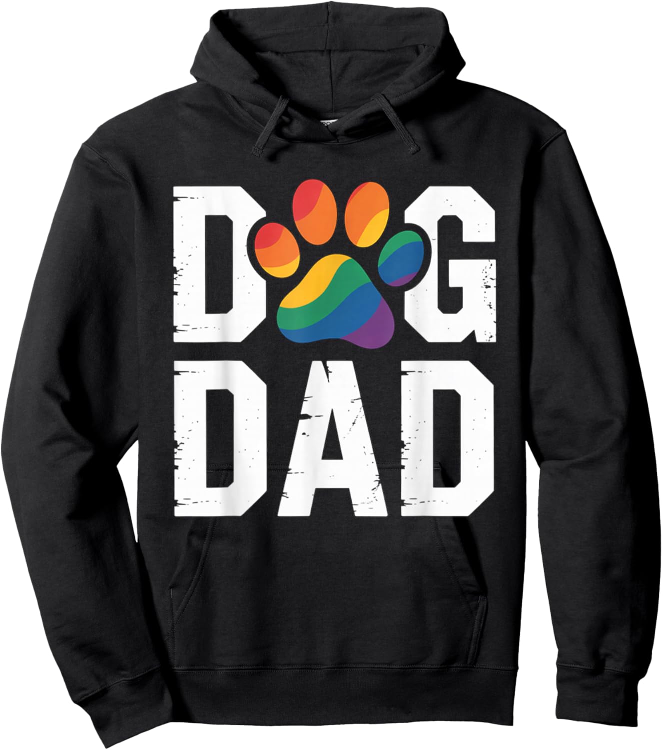 Gay Pride Dog Dad Pup New Puppy Pawprint Rainbow Flag LGBT Hoodie - Hoodie | Black