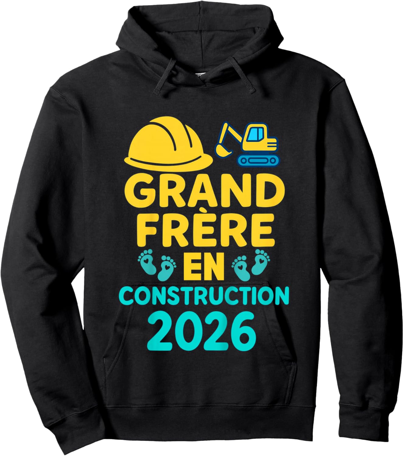 Kid Big Brother in 2026 Funny Construction Vehicle Hoodie - Hoodie | Black