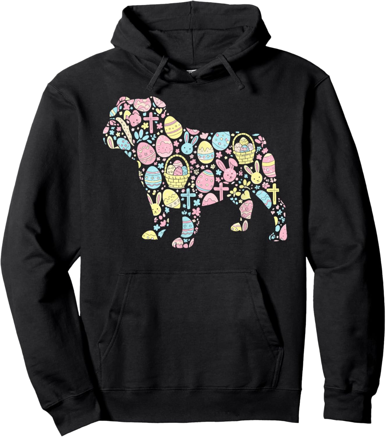 English Bulldog Bunny Easter Egg Easter Day Kids Hoodie - Hoodie | Black