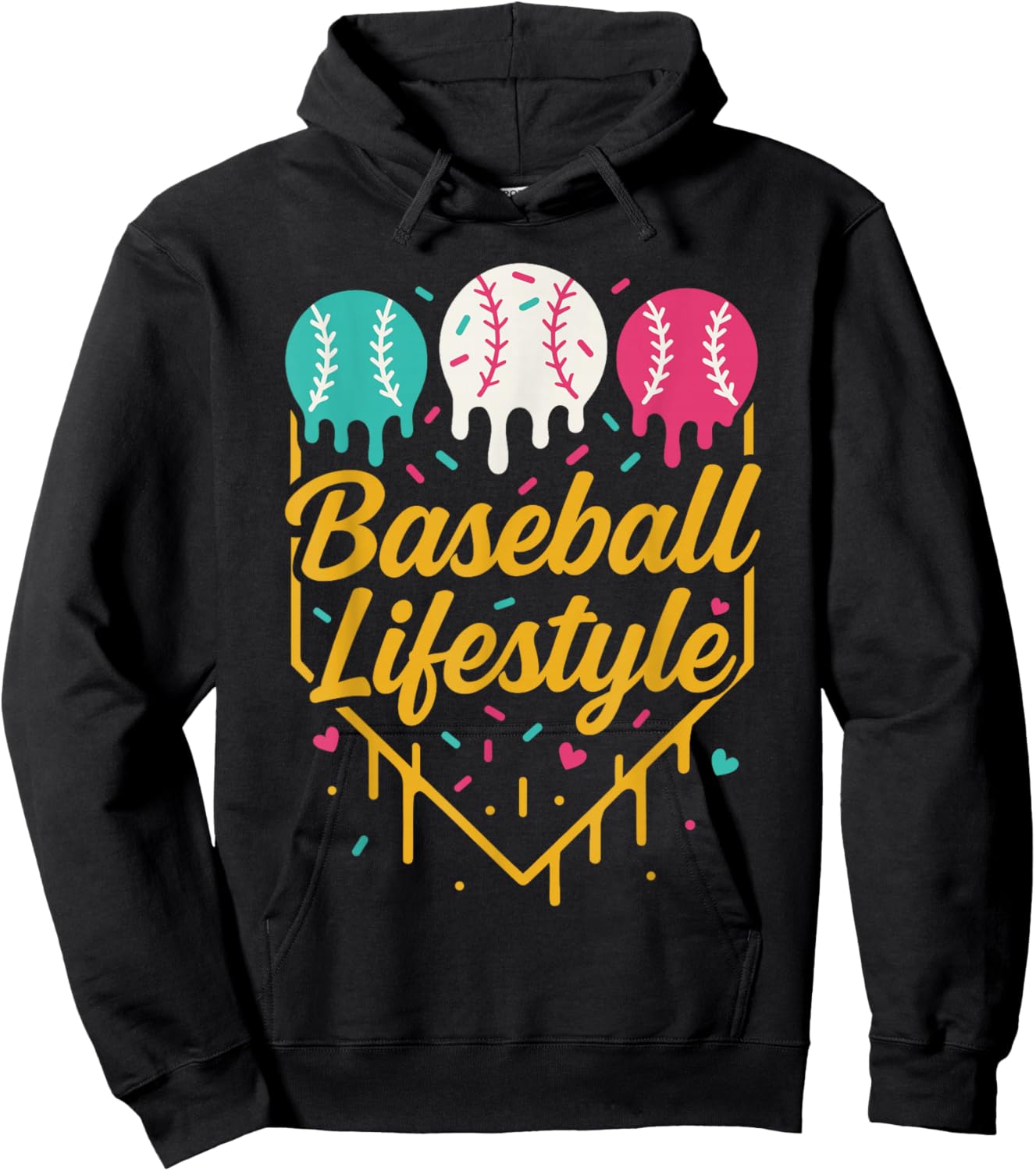 Baseball Lifestyle Shirt, Ice Cream Drip Baseball for Boys Hoodie - Hoodie | Black