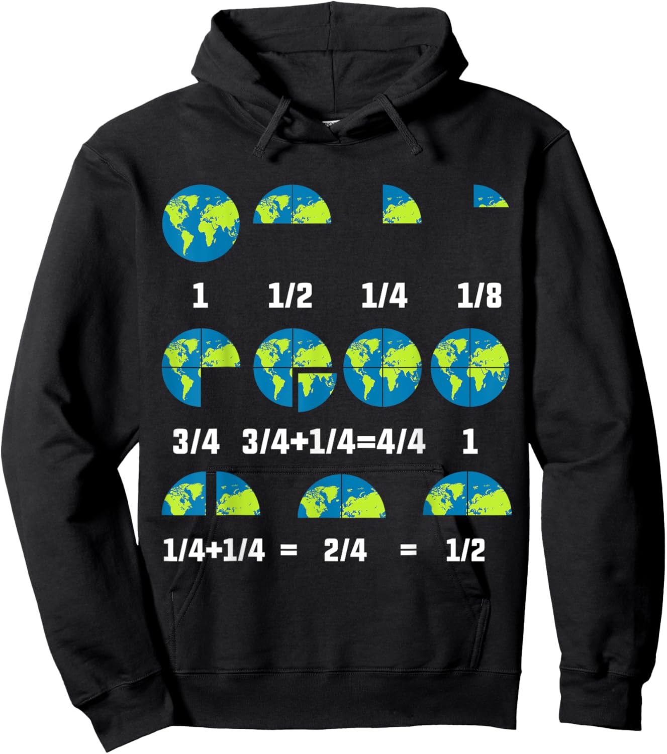 Educational Earth Day Fractions Math Learning Teacher Design Hoodie - Hoodie | Black