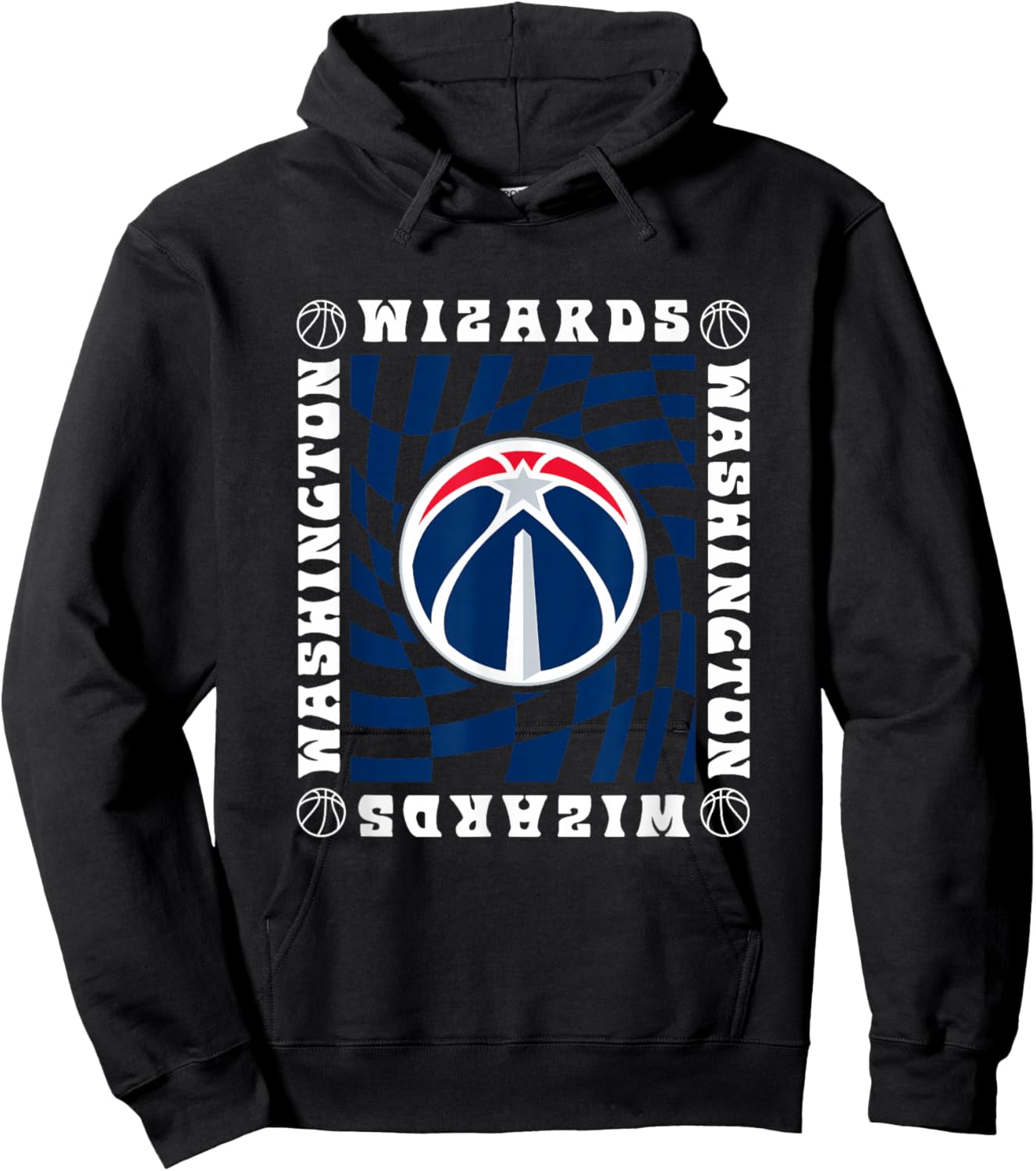 NBA Washington Wizards Retro Checkerboard Wave Hoodie - Hoodie | Black