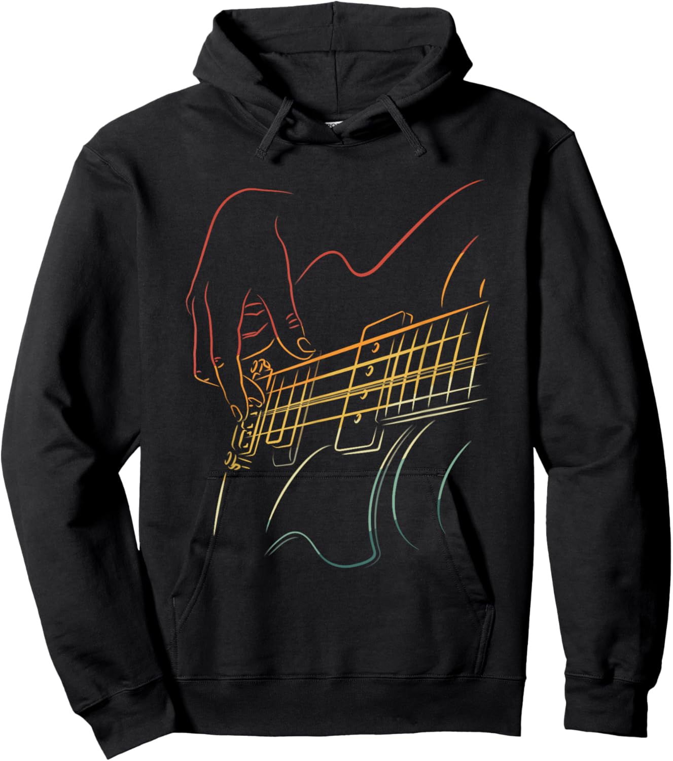 Men Playing Guitar Retro Vintage Music Lover Guitarist Hoodie - Hoodie | Black