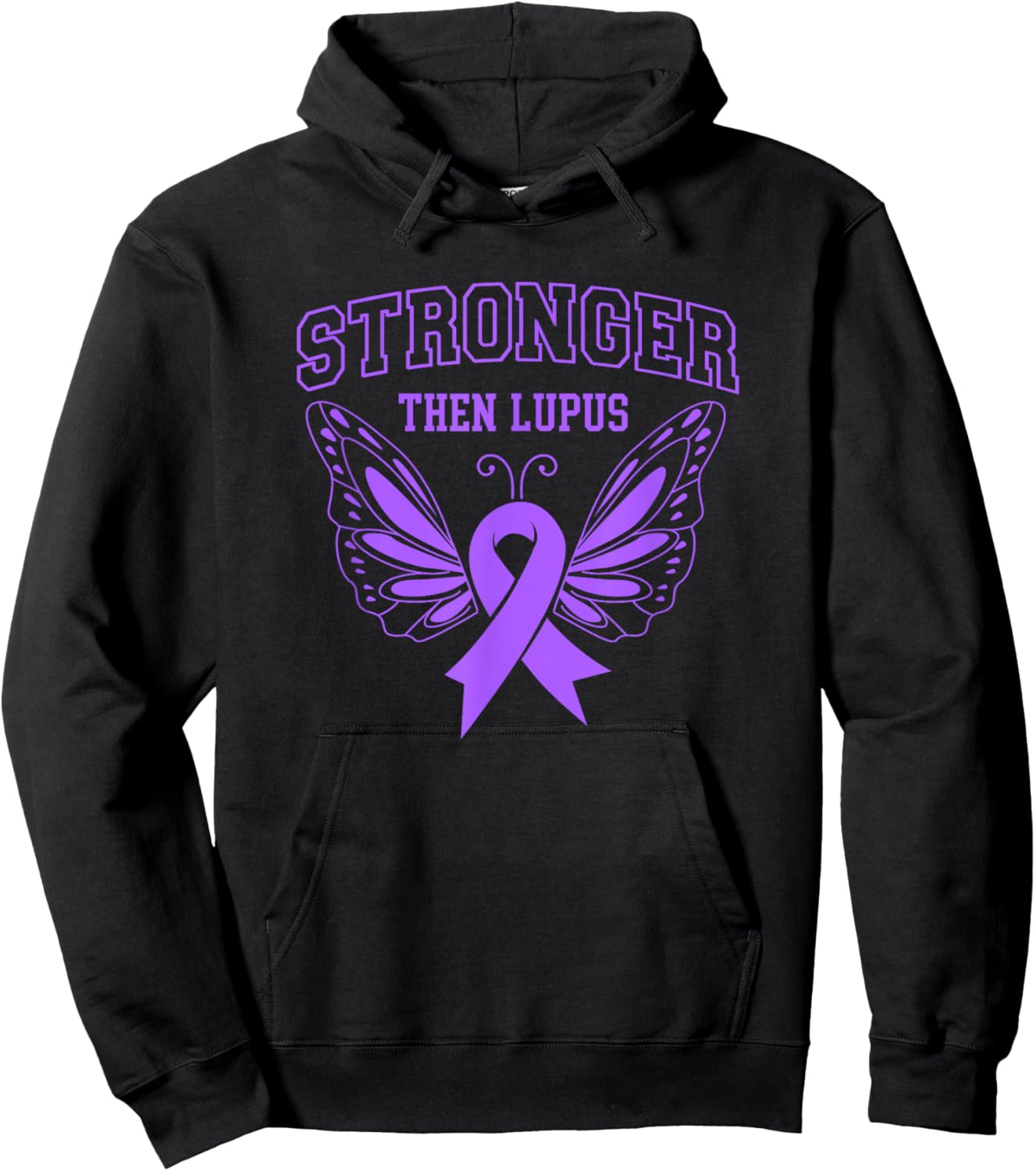 Stronger Then Lupus Butterfly Women Lupus Awareness Month Hoodie - Hoodie | Black
