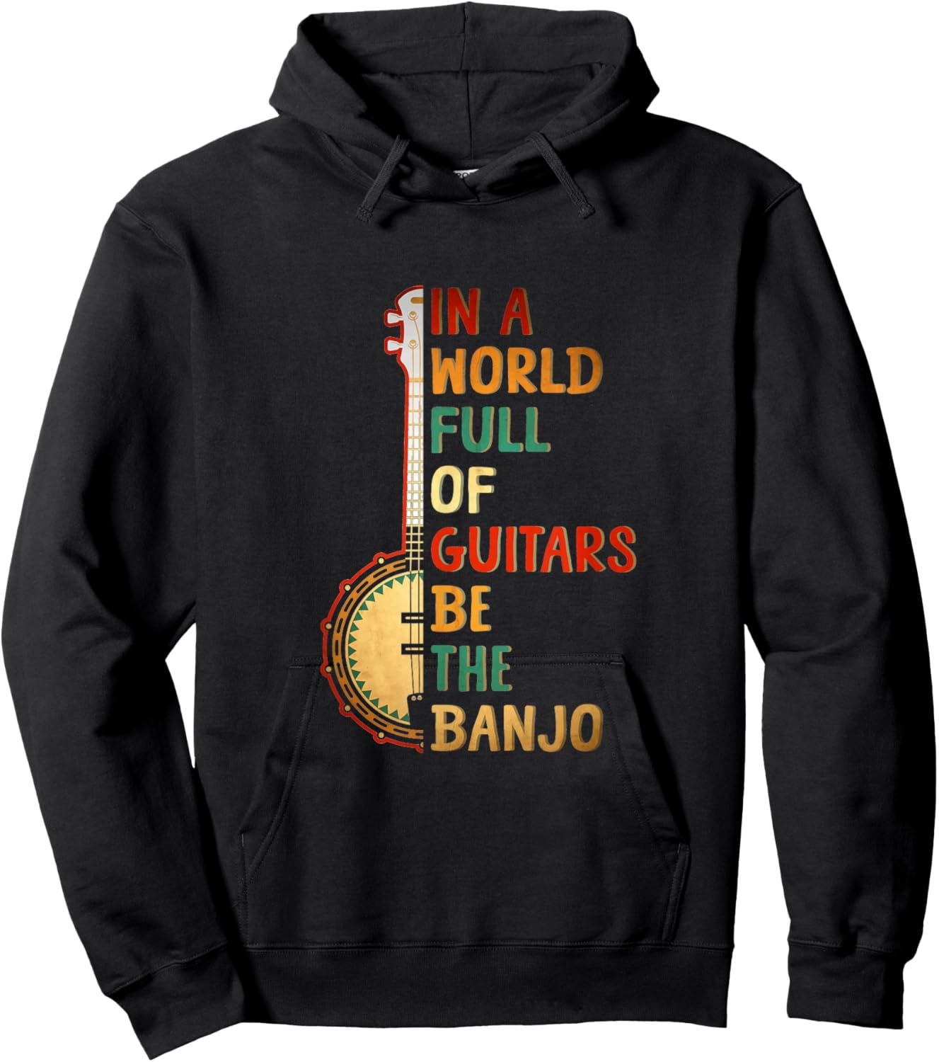 In A World Full Of Guitars Be The Banjo Sunset Instrument Hoodie - Hoodie | Black