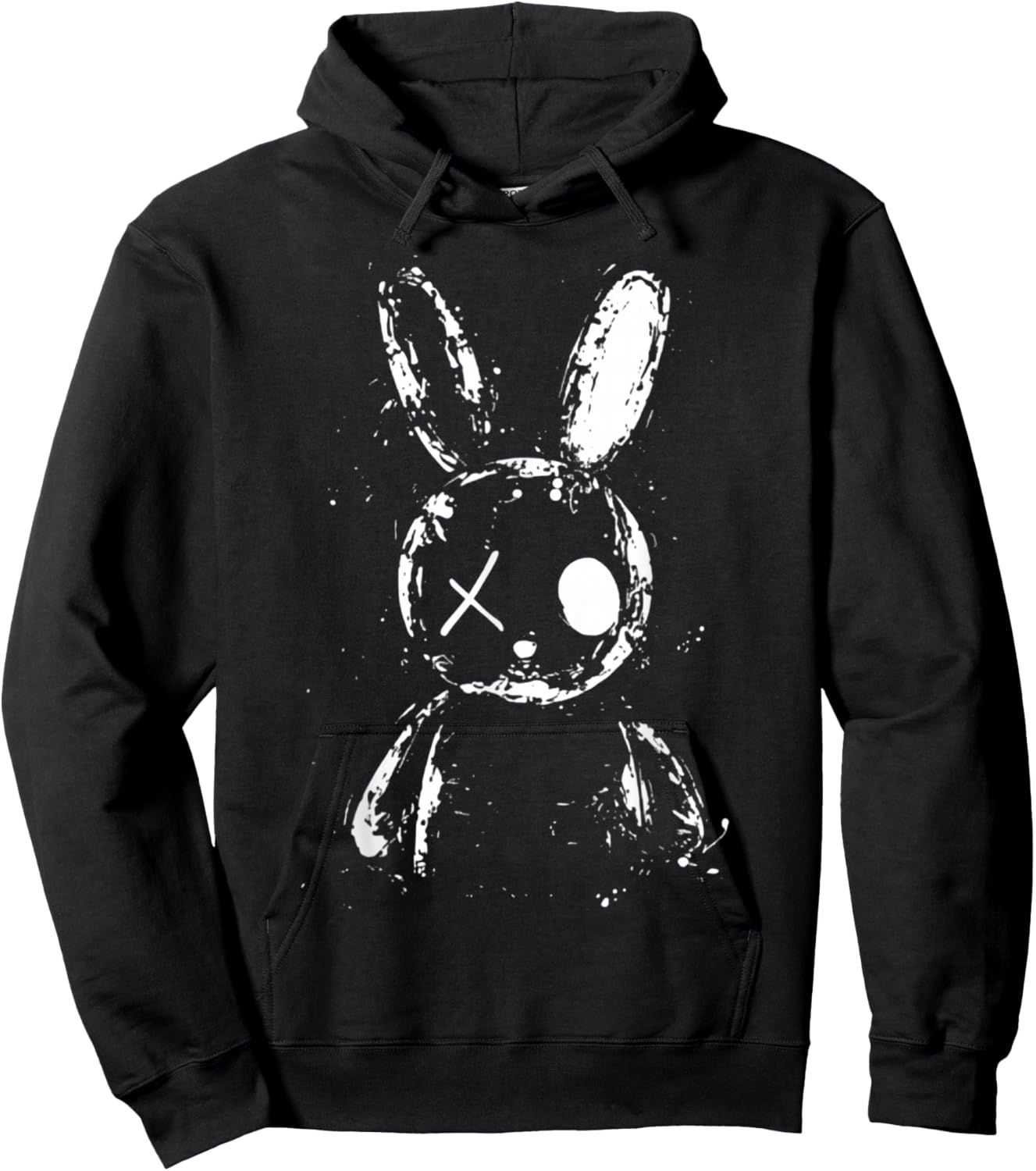Cute Creepy Bunny Rabbit Grunge Horror Aesthetic Alt Goth Hoodie - Hoodie | Black