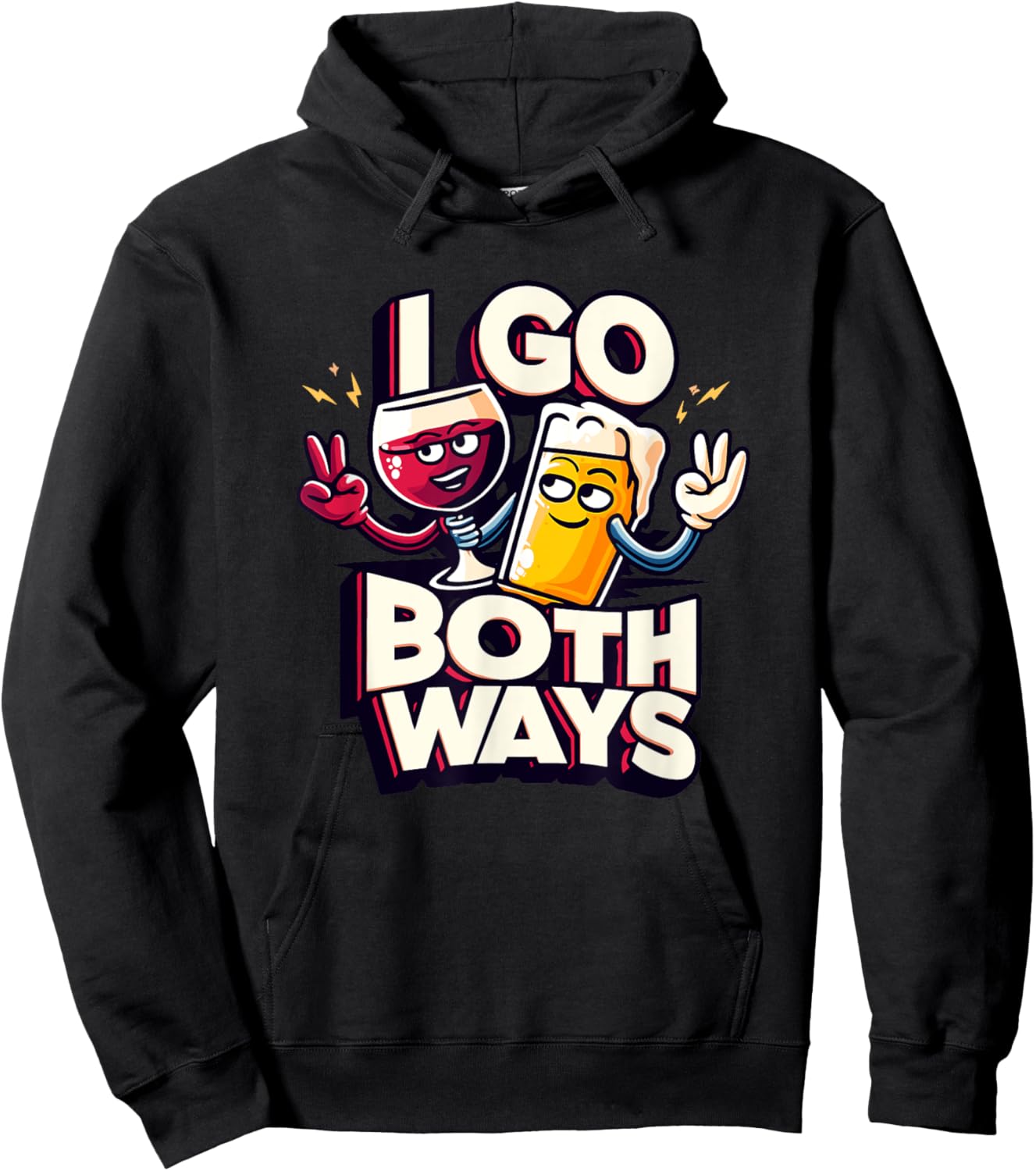 I Go Both Ways Beer Wine Drinking Hoodie - Hoodie | Black