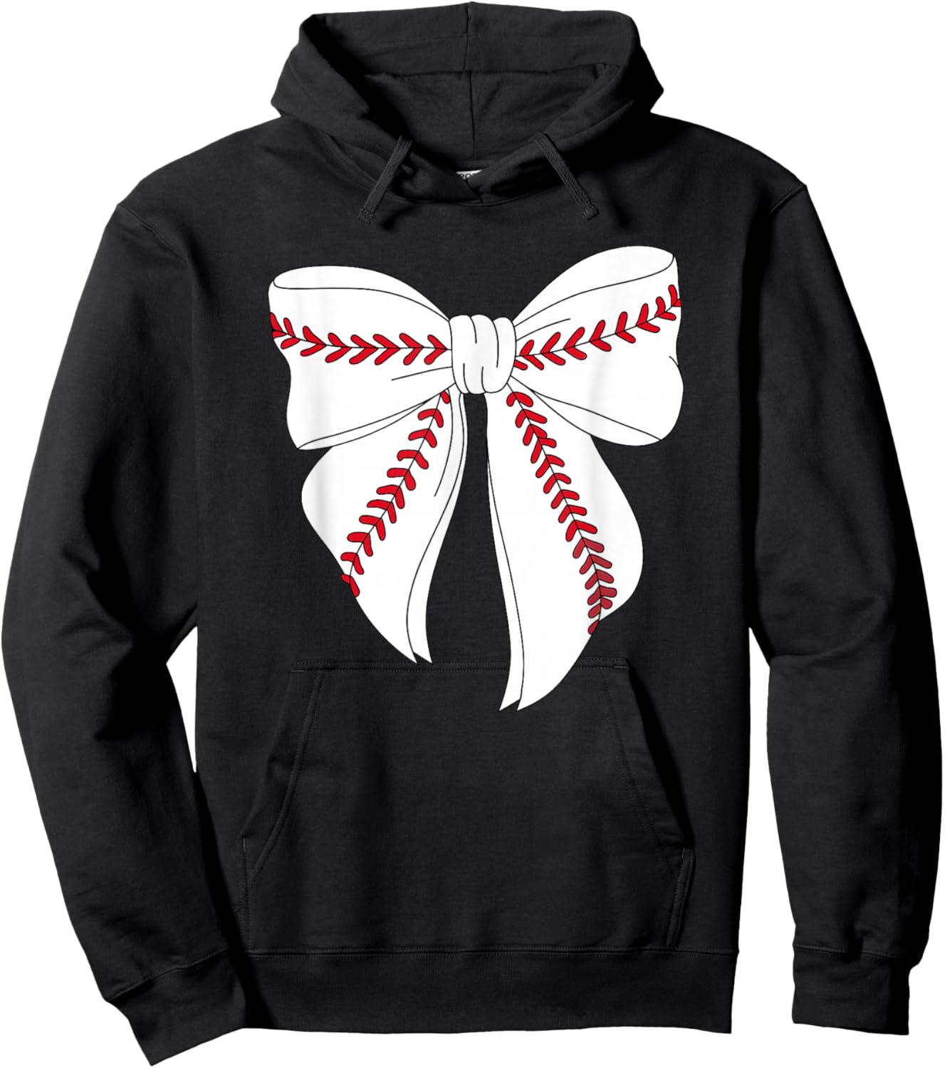 Cute Baseball Coquette Bow Girls Baseball Mom Mama Hoodie - Hoodie | Black
