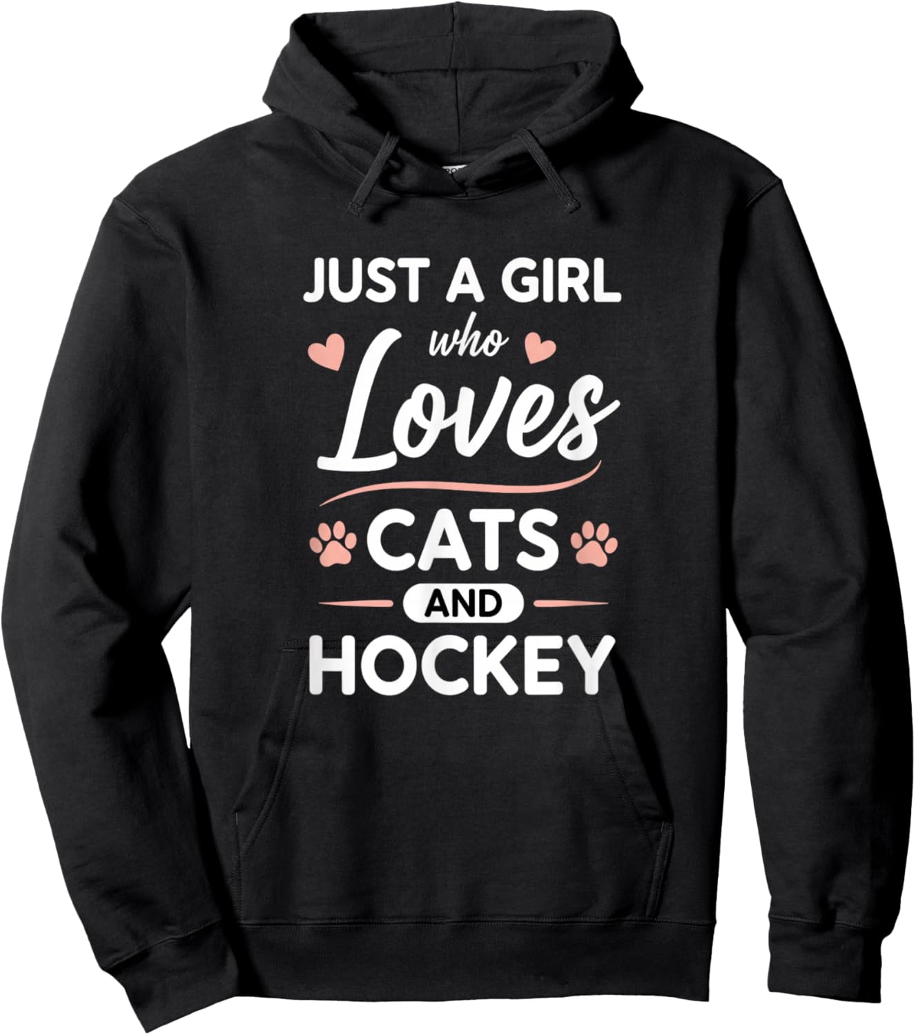 Just A Girl Who Loves Cats and Hockey Cute Cat Hockey Fan Hoodie - Hoodie | Black