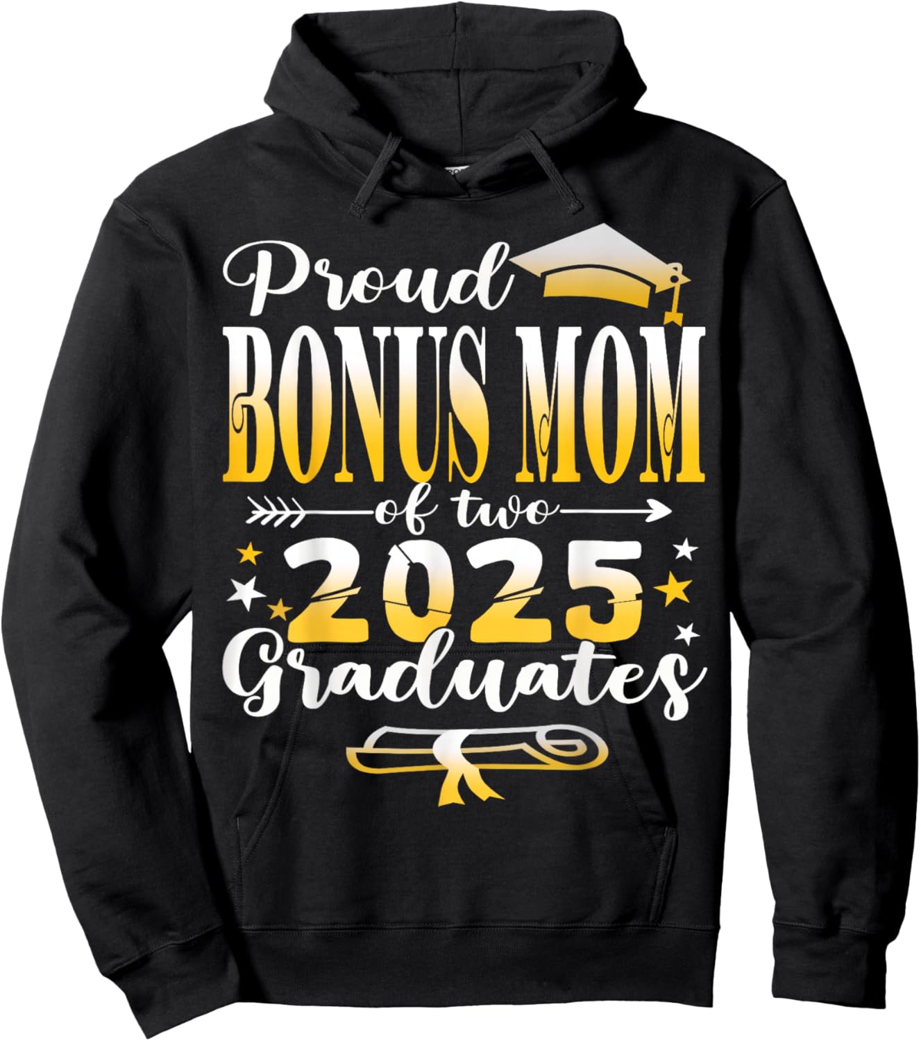 Proud Bonus Mom of two 2025 graduates twins graduation Hoodie - Hoodie | Black