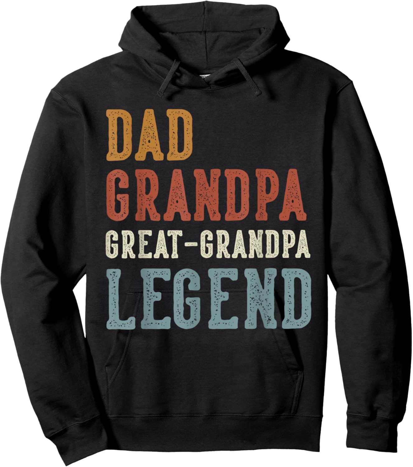 Dad Grandpa Great-Grandpa Legend - Classic Retro Distressed Hoodie - Hoodie | Black
