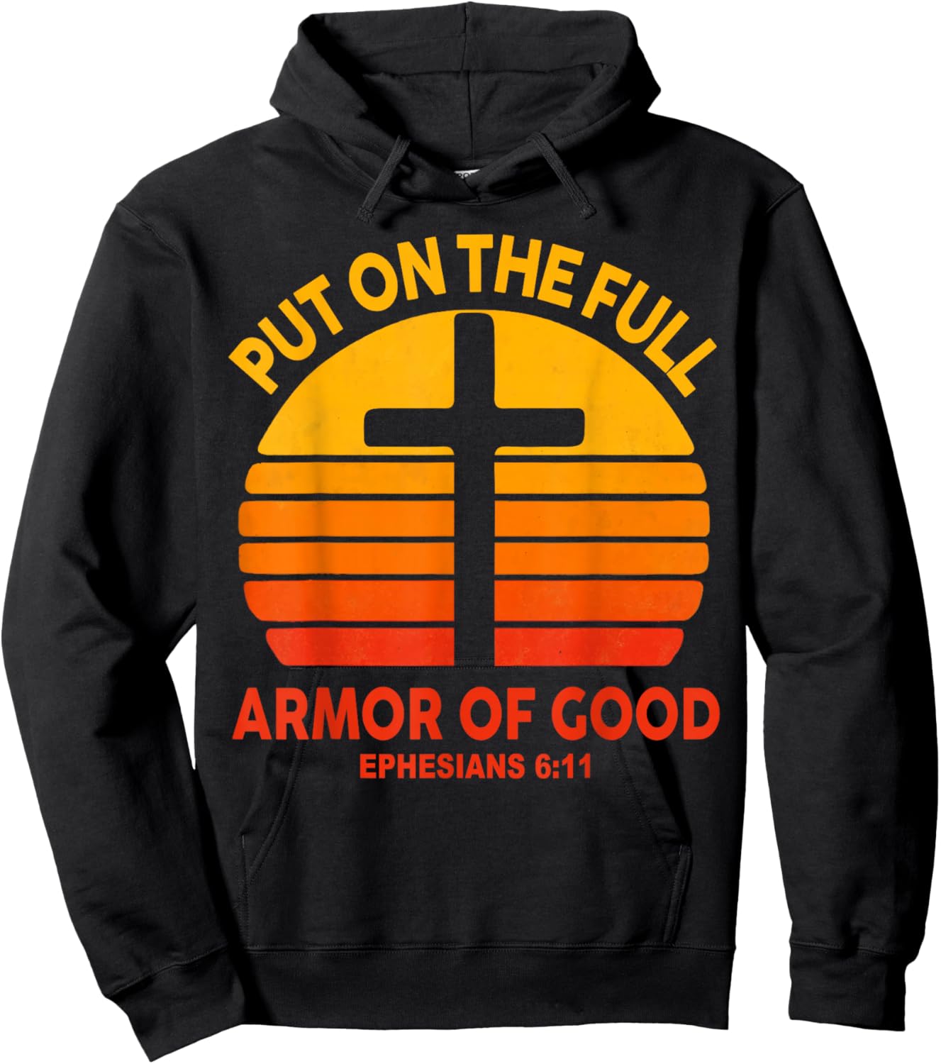 Women Put On The Full Armor of God Cross Christian Vintage Hoodie - Hoodie | Black