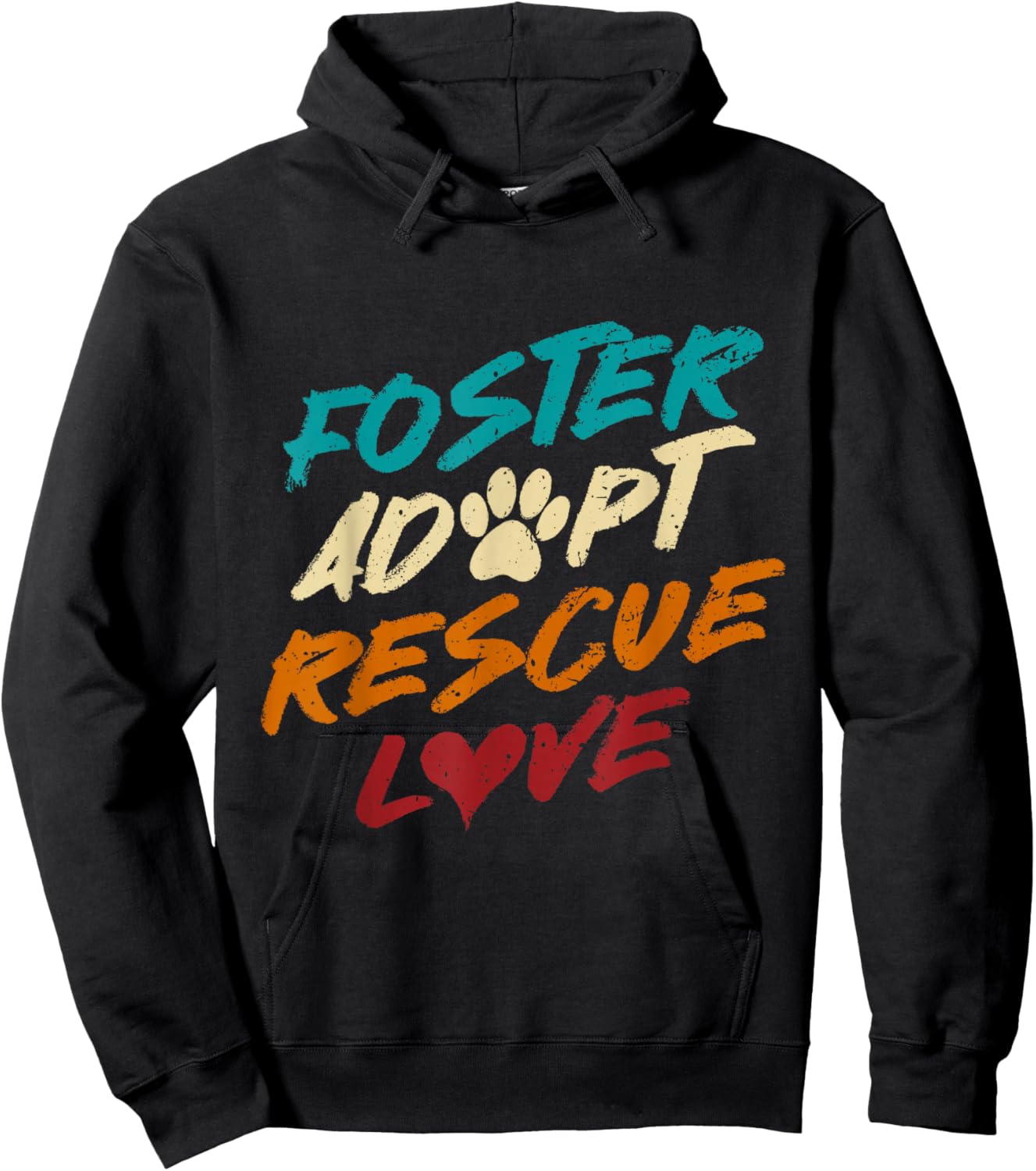 Retro Dog Rescue Foster Adopt Rescue Love Hoodie - Hoodie | Black