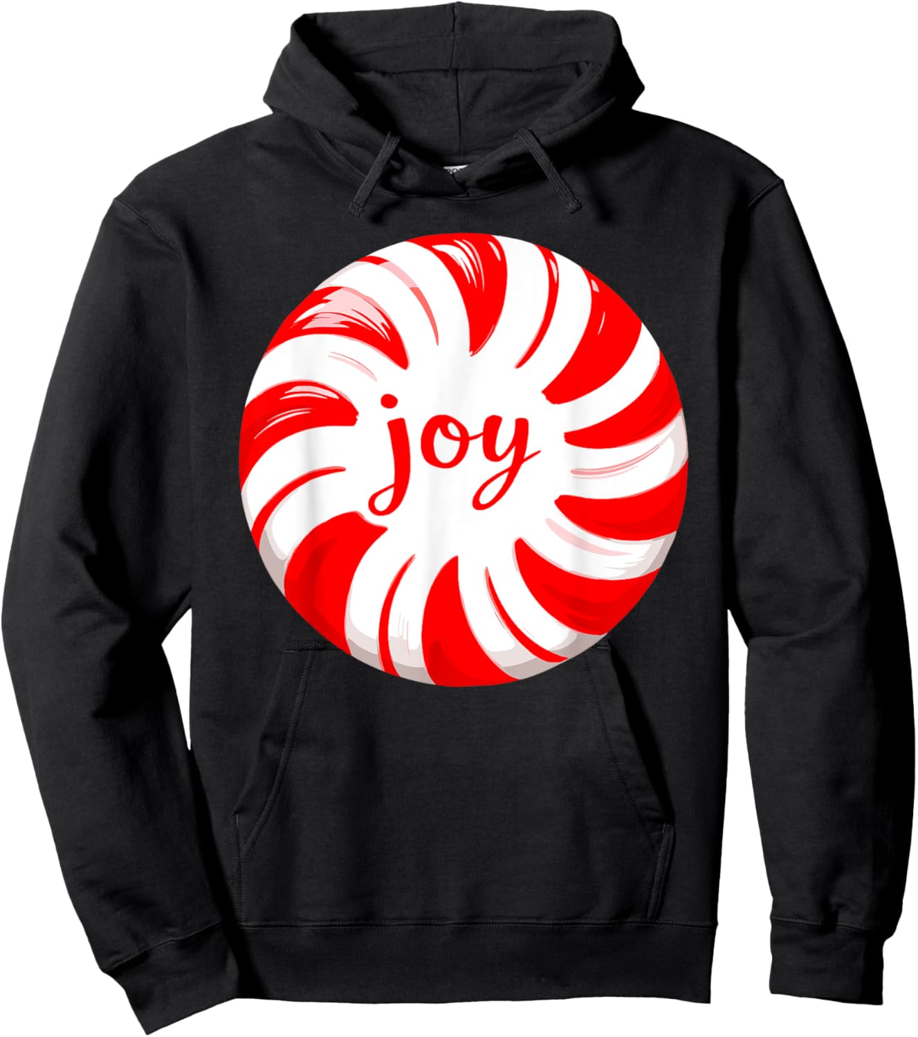 Peppermint Candy Cane Joy Merry Christmas Xmas Party Hoodie - Hoodie | Black