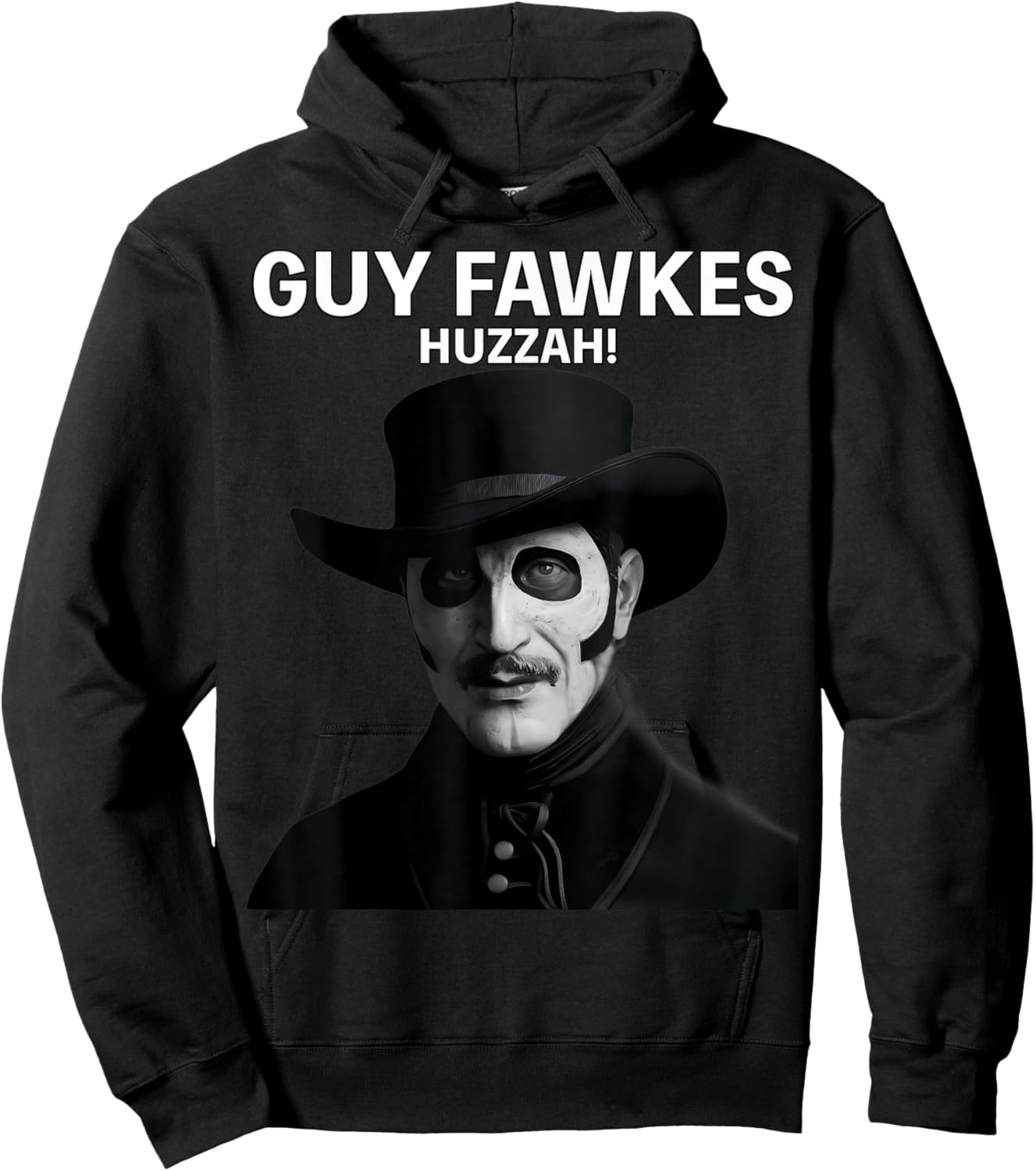 Guy Fawkes Day Wearing Hat Portrait Hoodie - Hoodie | Black