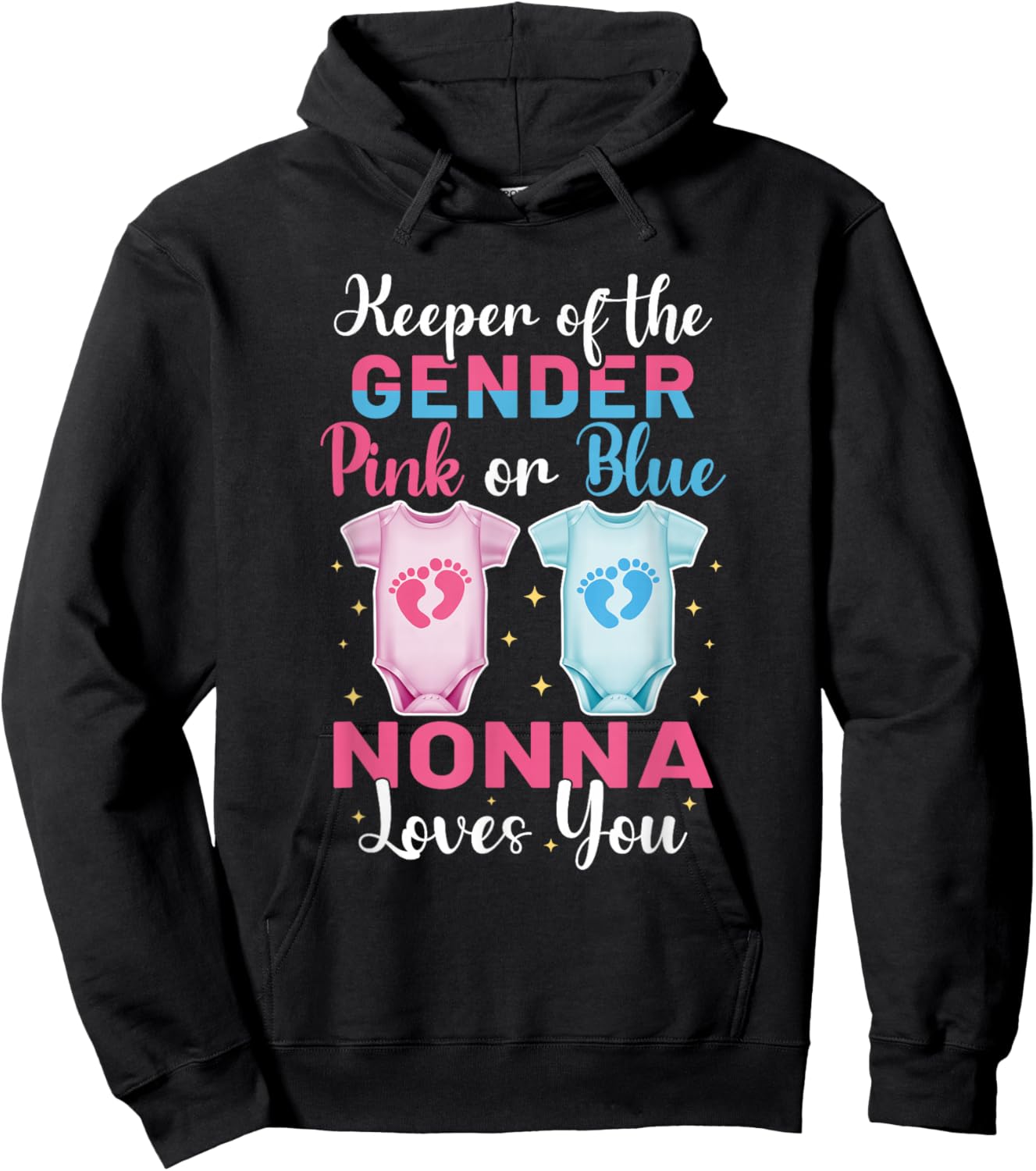 Keeper of The Gender Nonna Loves You - Gender Reveal Hoodie - Hoodie | Black