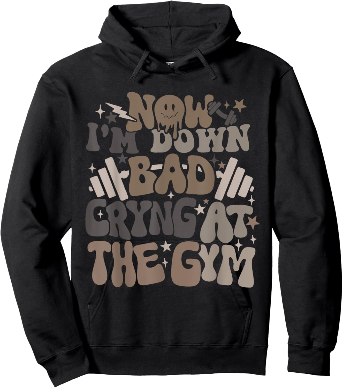 Now I'm Down Bad Crying At The Gym -Adults , Gym-goers, Young Adults, Black, Small, Short Sleeve Hoodie - Hoodie | Black